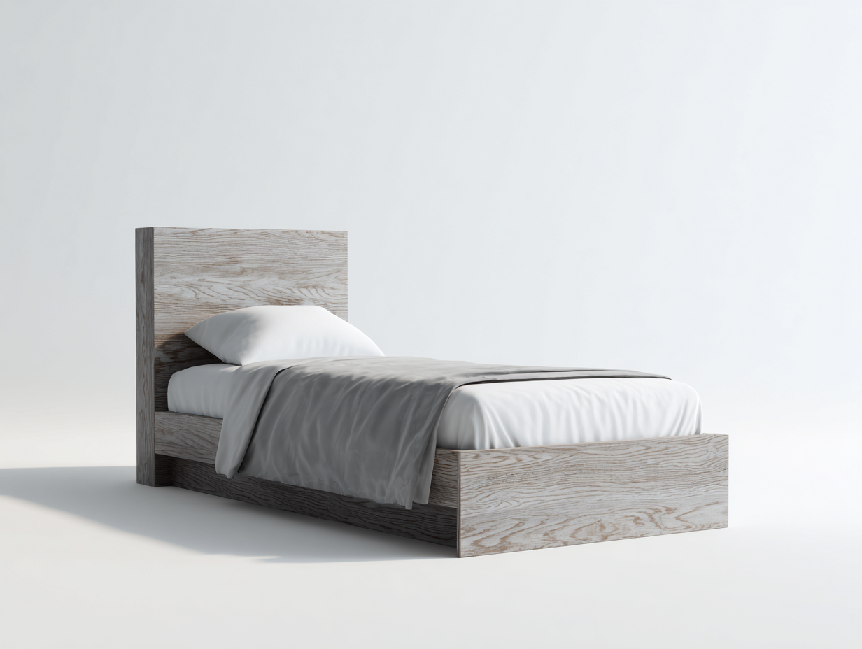 Einzelbett Holzoptik 205x98x95 cm - Hellgrau - Modernes Schlafzimmerdesign-Sirizinest