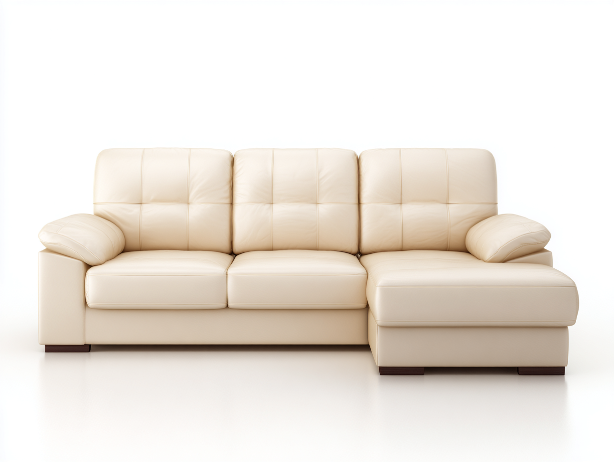 Ecksofa Lederoptik 240x160x90 cm - Creme - modernes Design-Sirizinest