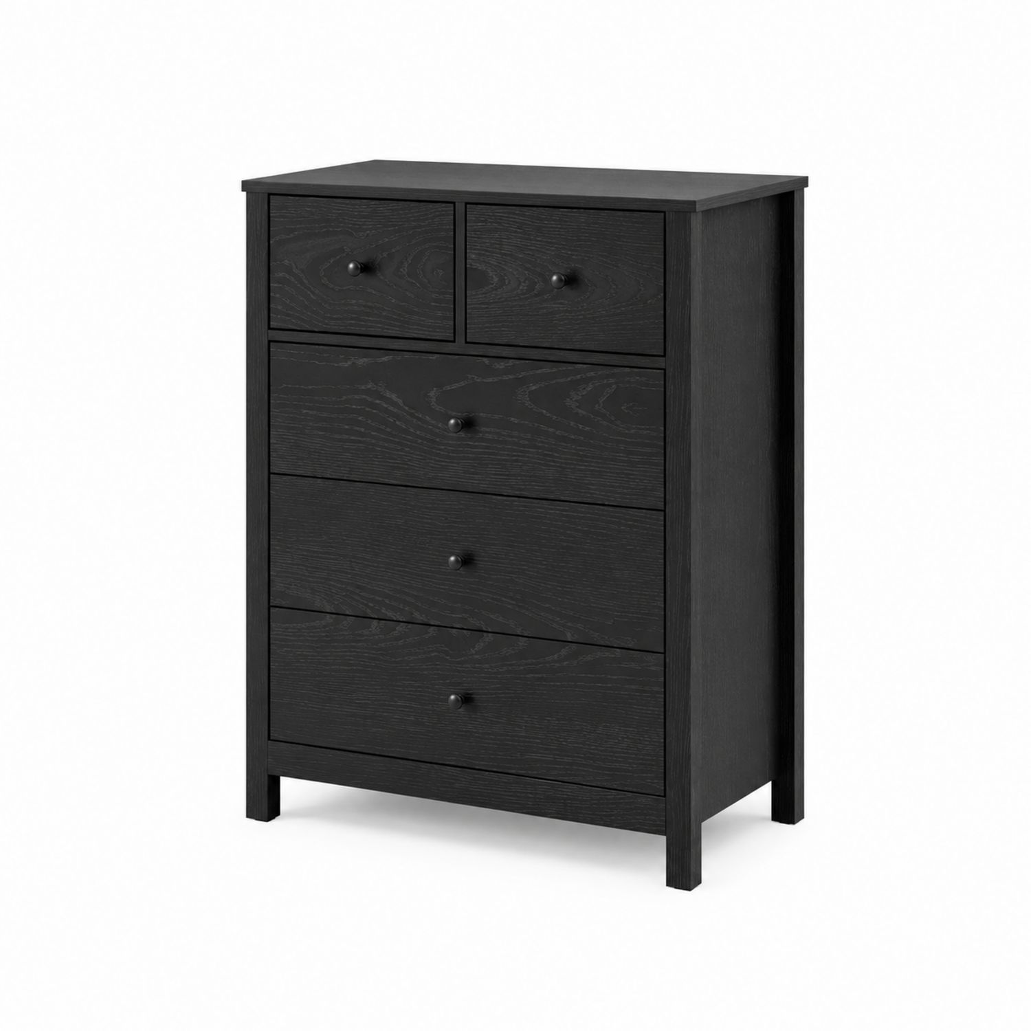 Commode en bois noir avec 5 tiroirs en MDF-Prestigelodgea