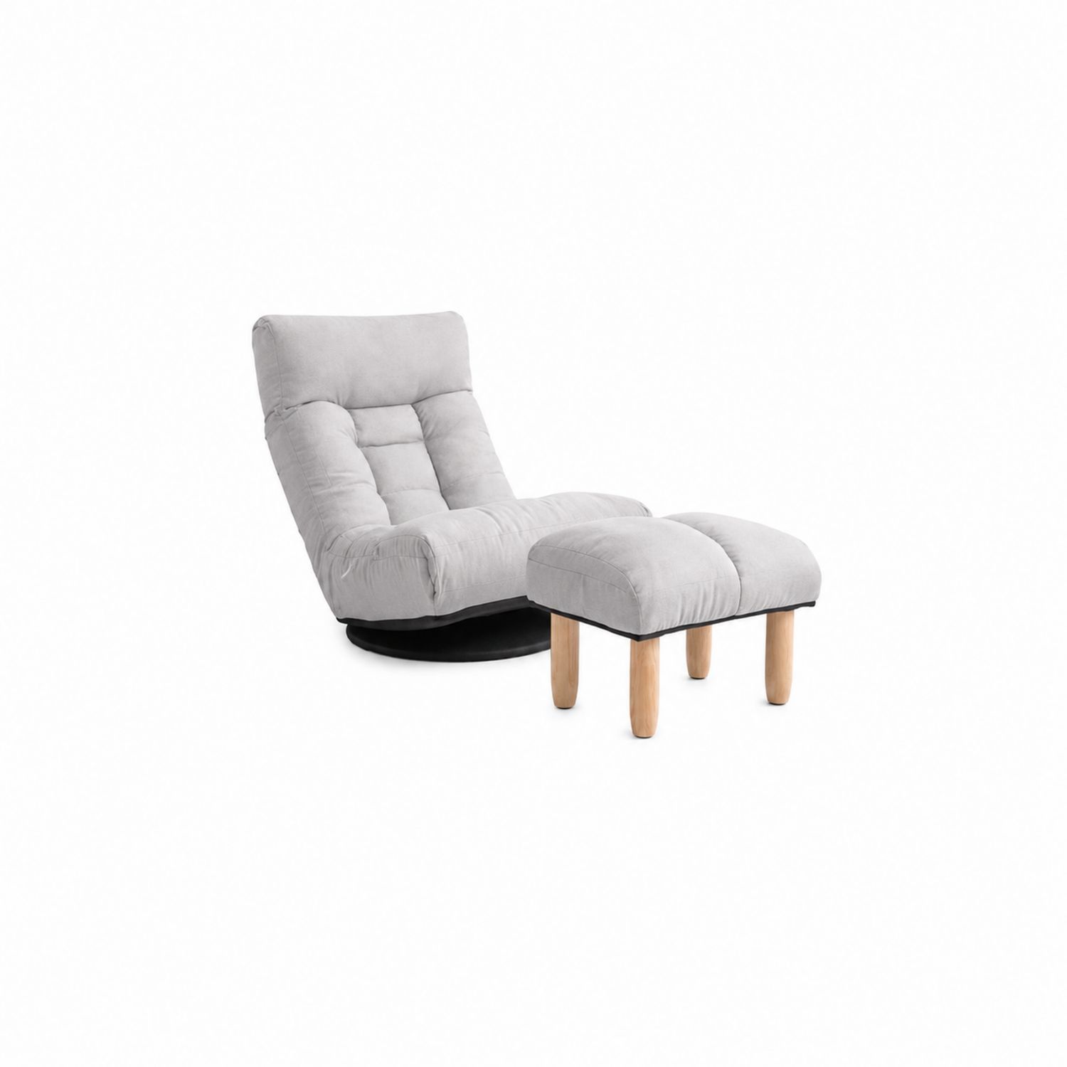 Fauteuil inclinable en tissu avec repose-pieds en bois Gris clair-Prestigelodgea