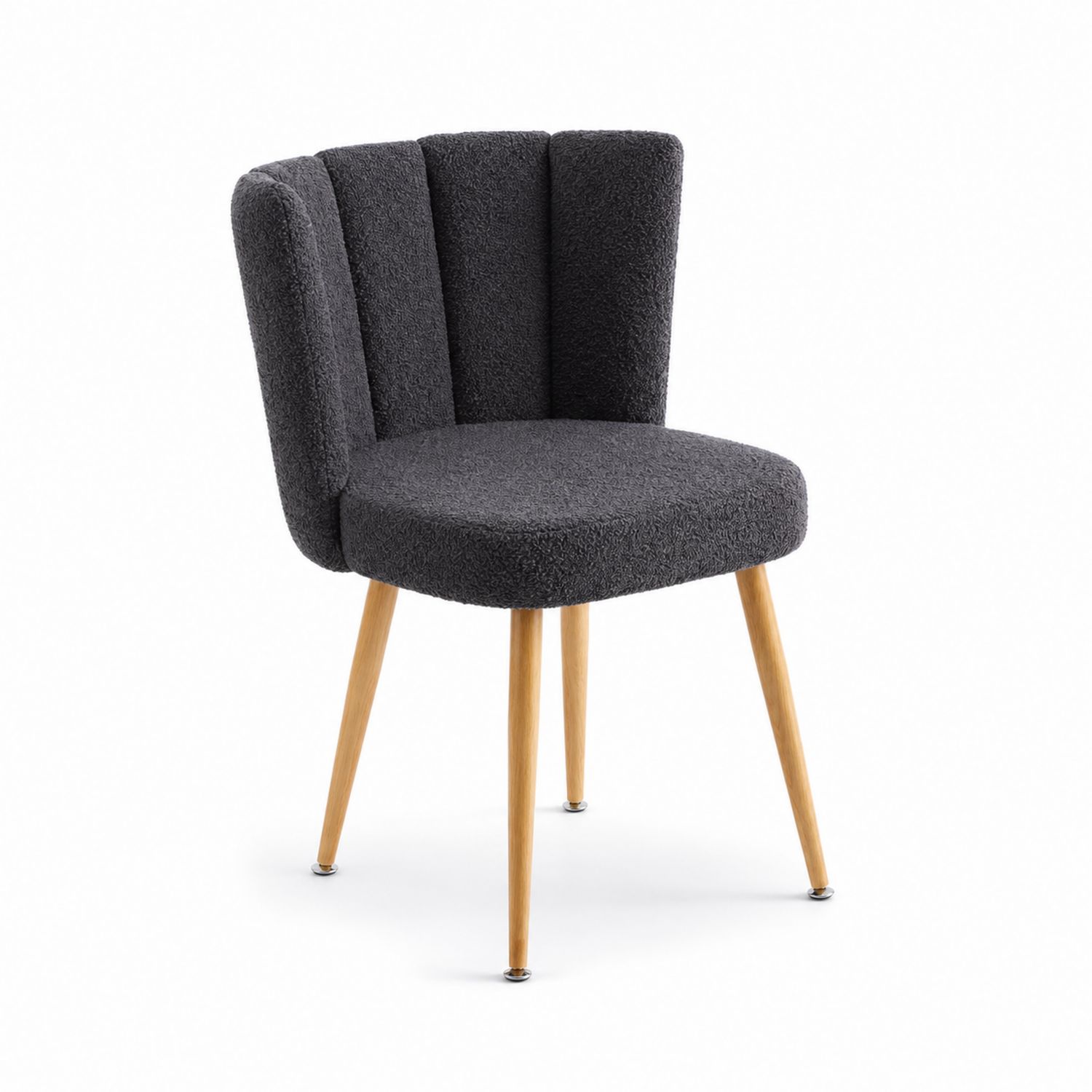 Chaise en bois et tissu bouclé Gris-Prestigelodgea