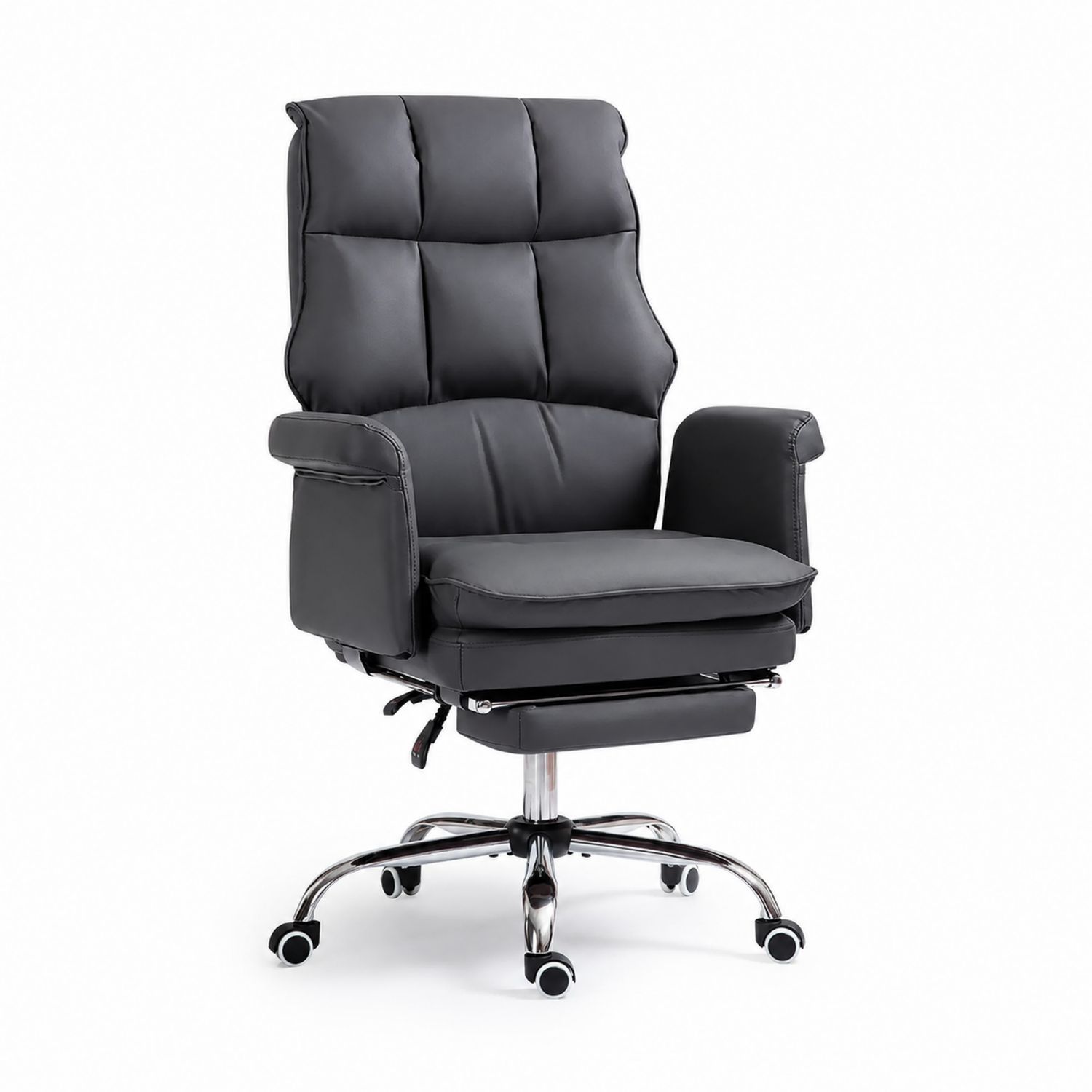 Chaise de bureau en cuir avec repose-pieds réglable-Prestigelodgea
