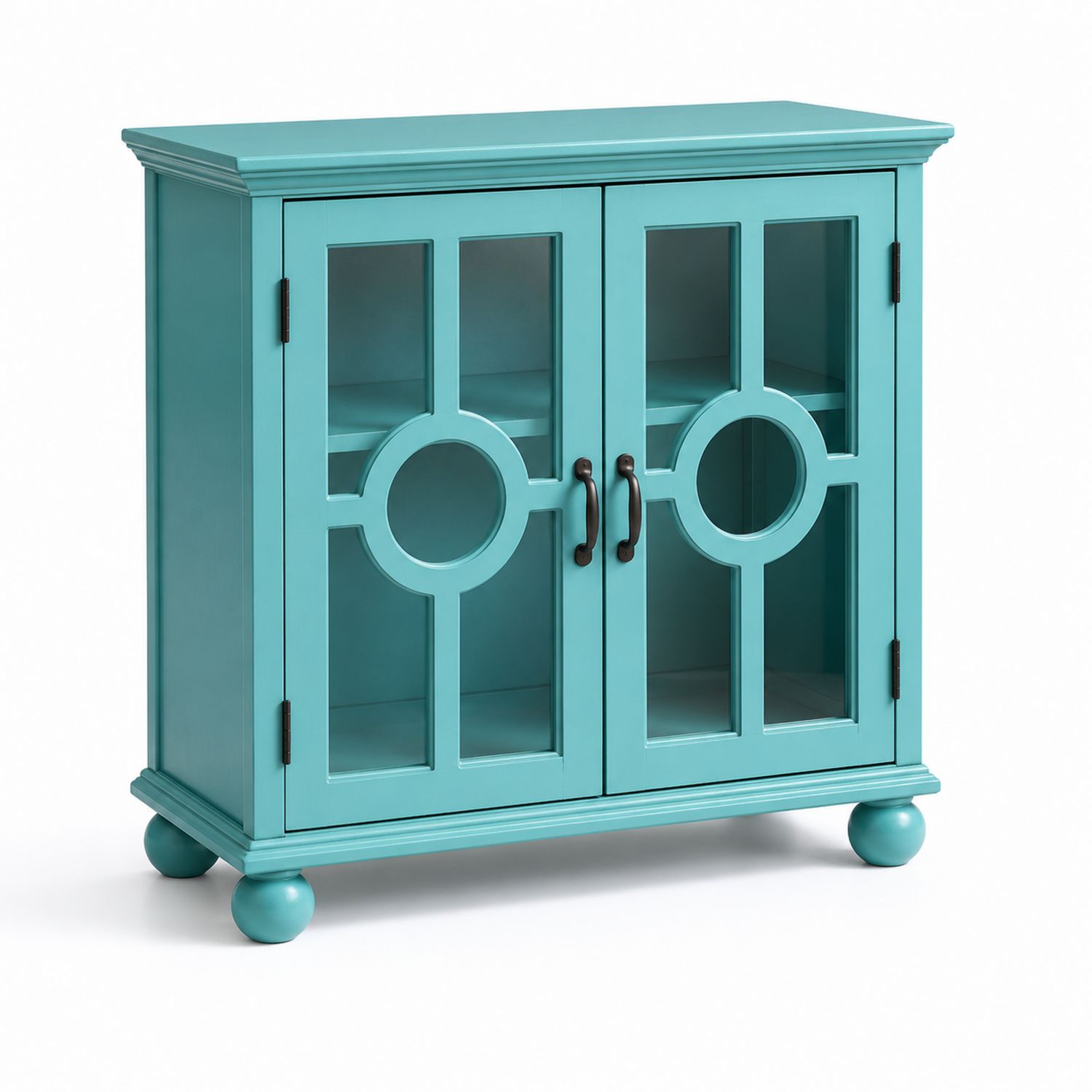 Buffet en bois et verre trempé turquoise-Prestigelodgea