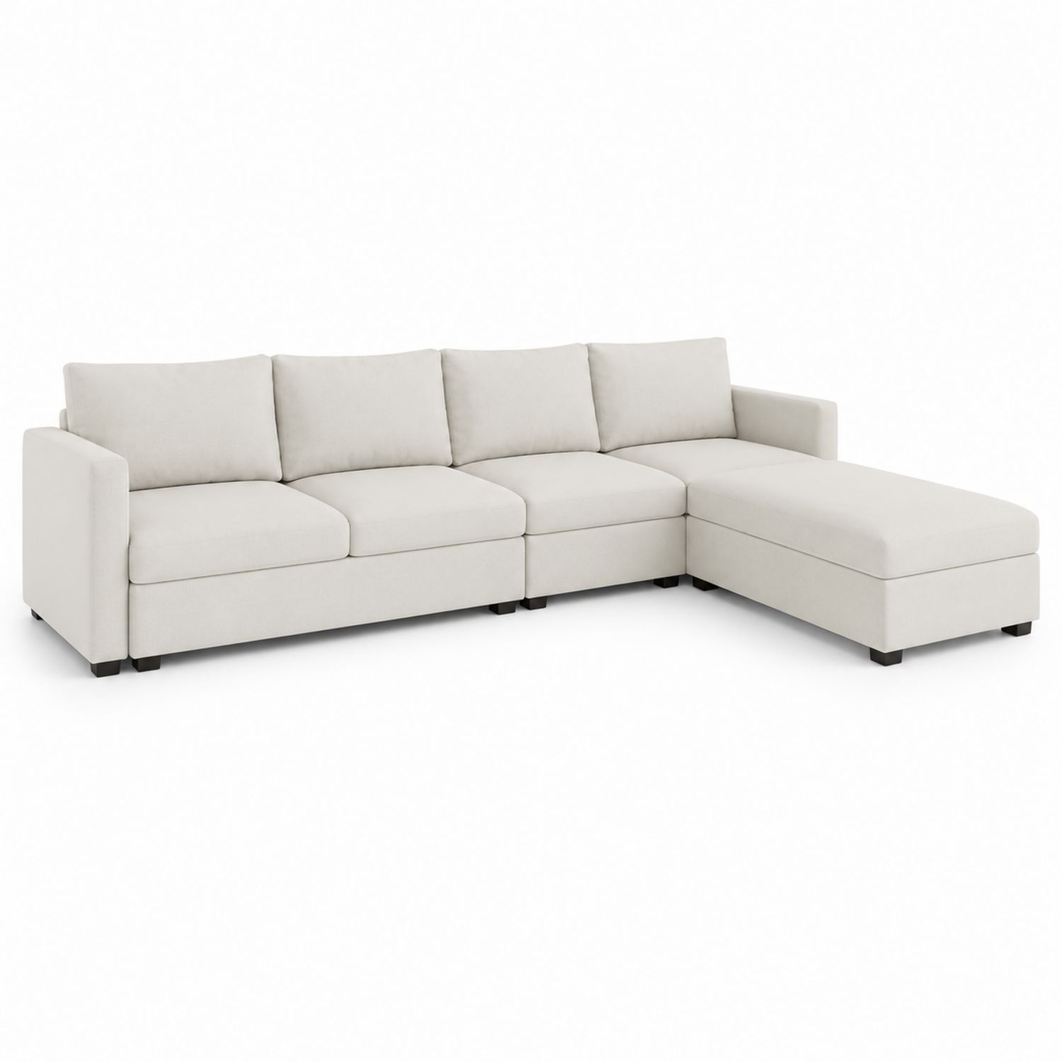 Canapé d'angle modulable en tissu beige-Prestigelodgea