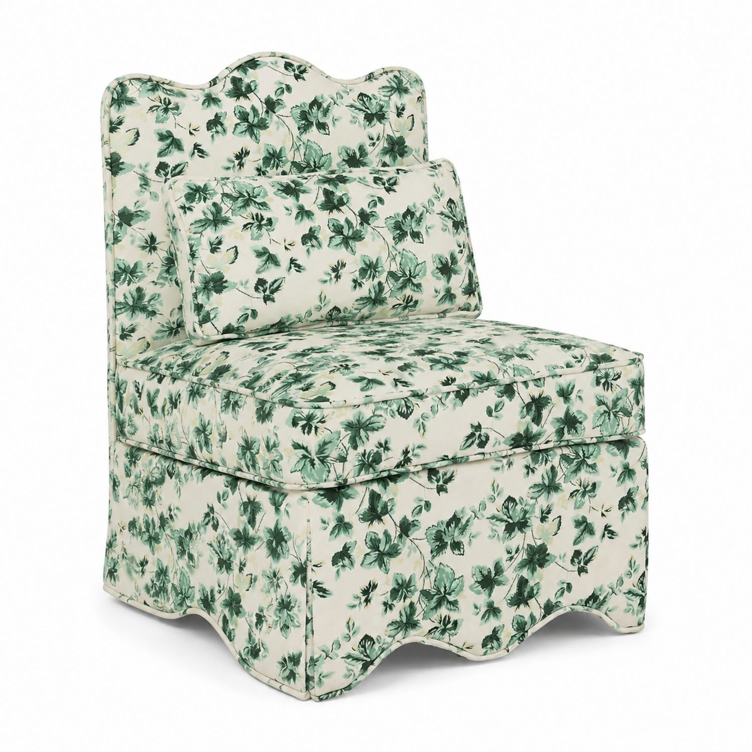 Chaise sans accoudoirs en coton floral vert-Prestigelodgea