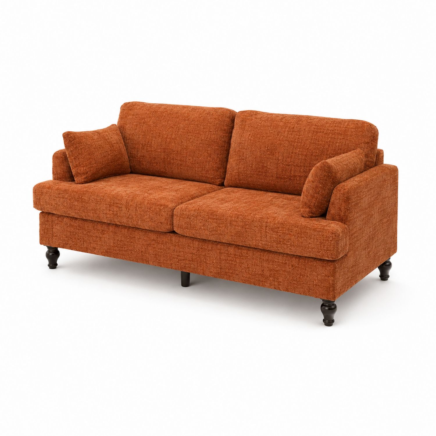 Canapé 2 places en tissu chenille orange-Prestigelodgea