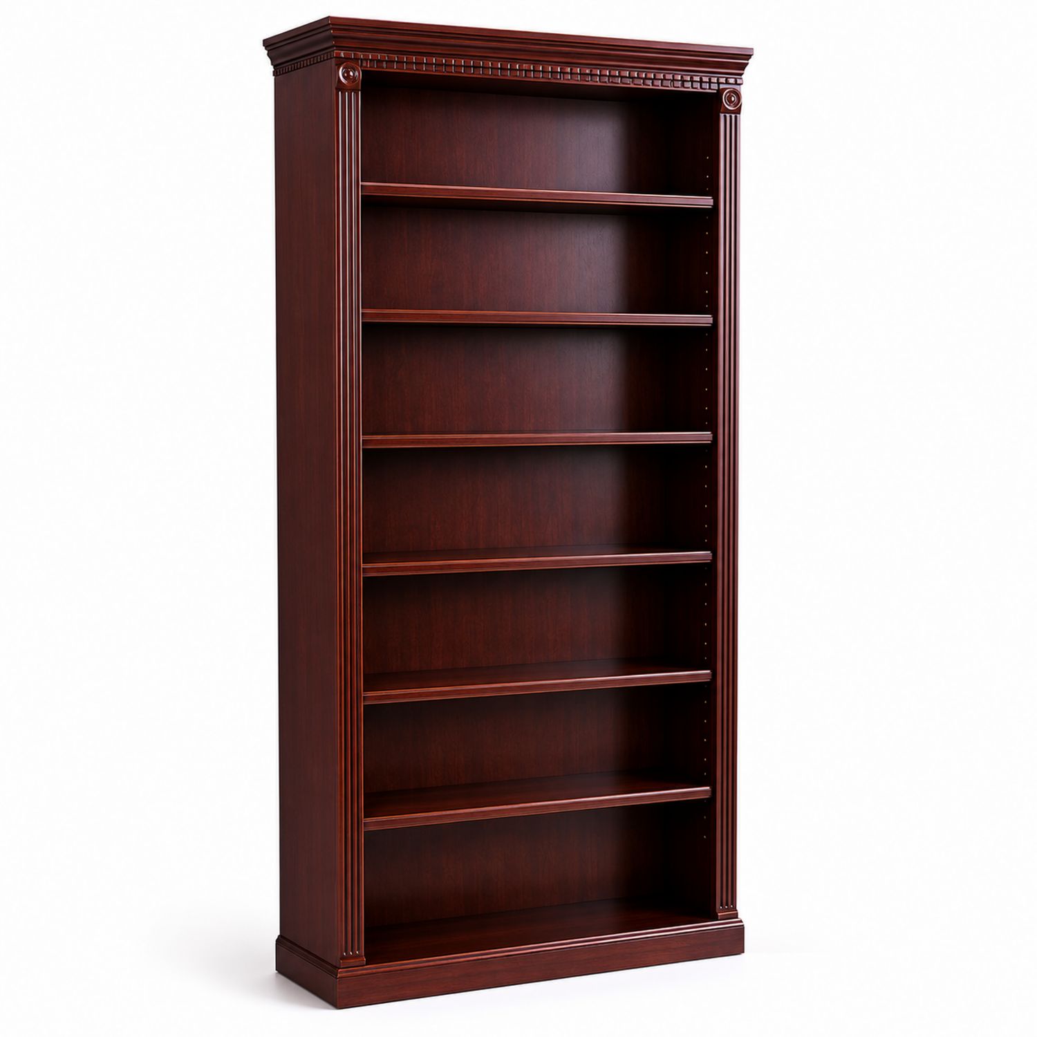 Bibliothèque en bois brun acajou 180x90x30 cm-Prestigelodgea