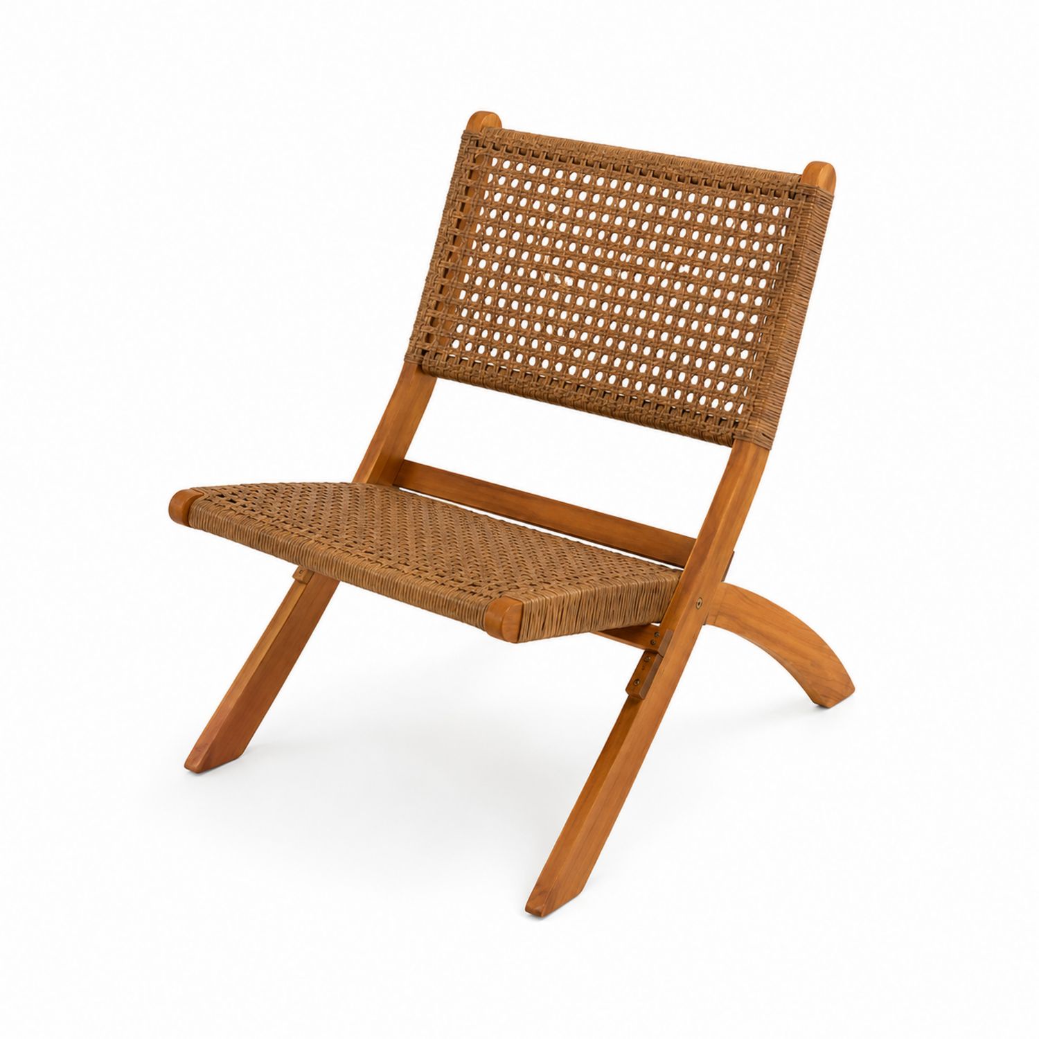 Chaise pliante en bois et rotin synthétique Marron-Prestigelodgea