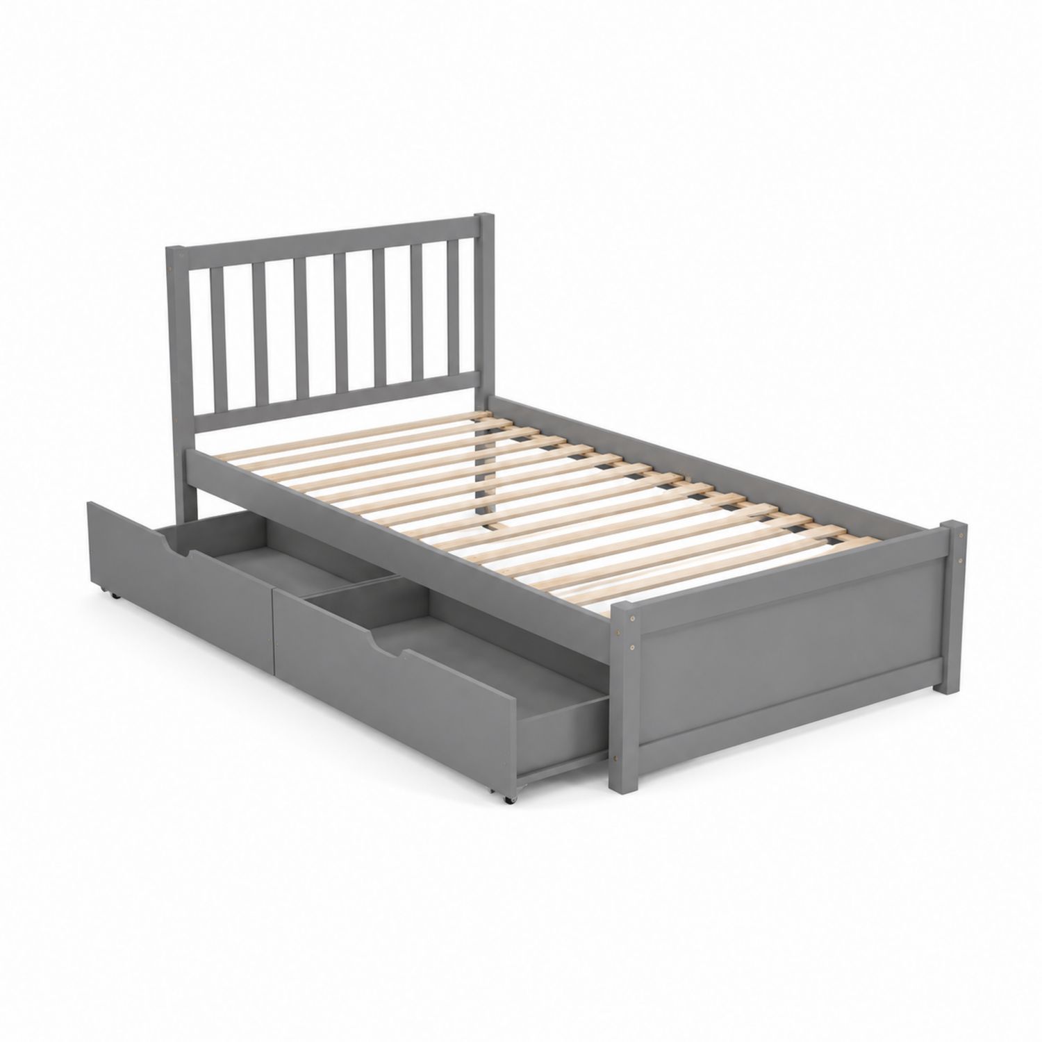 Lit simple en bois avec tiroirs en Gris 90x200 cm-Prestigelodgea