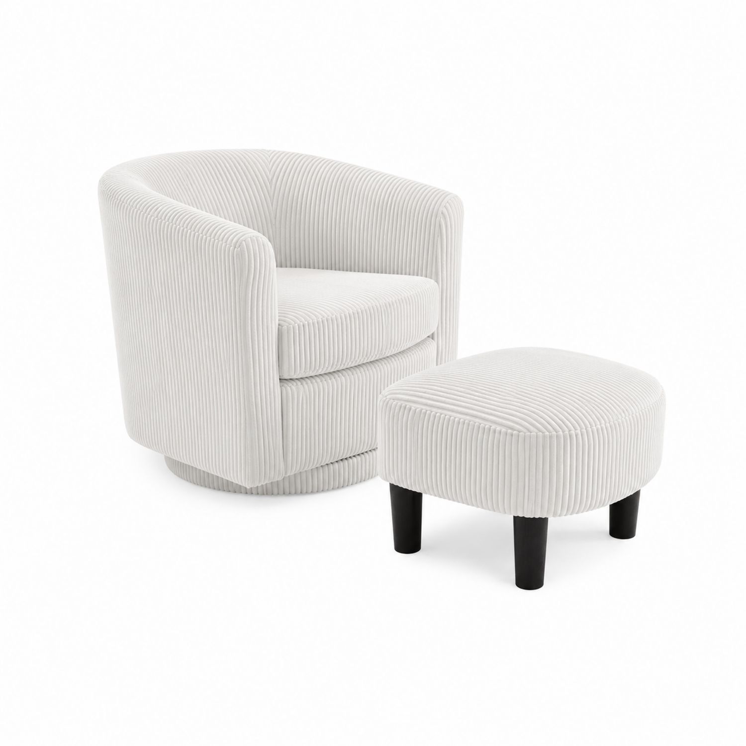 Fauteuil pivotant en velours côtelé avec repose-pieds-Prestigelodgea