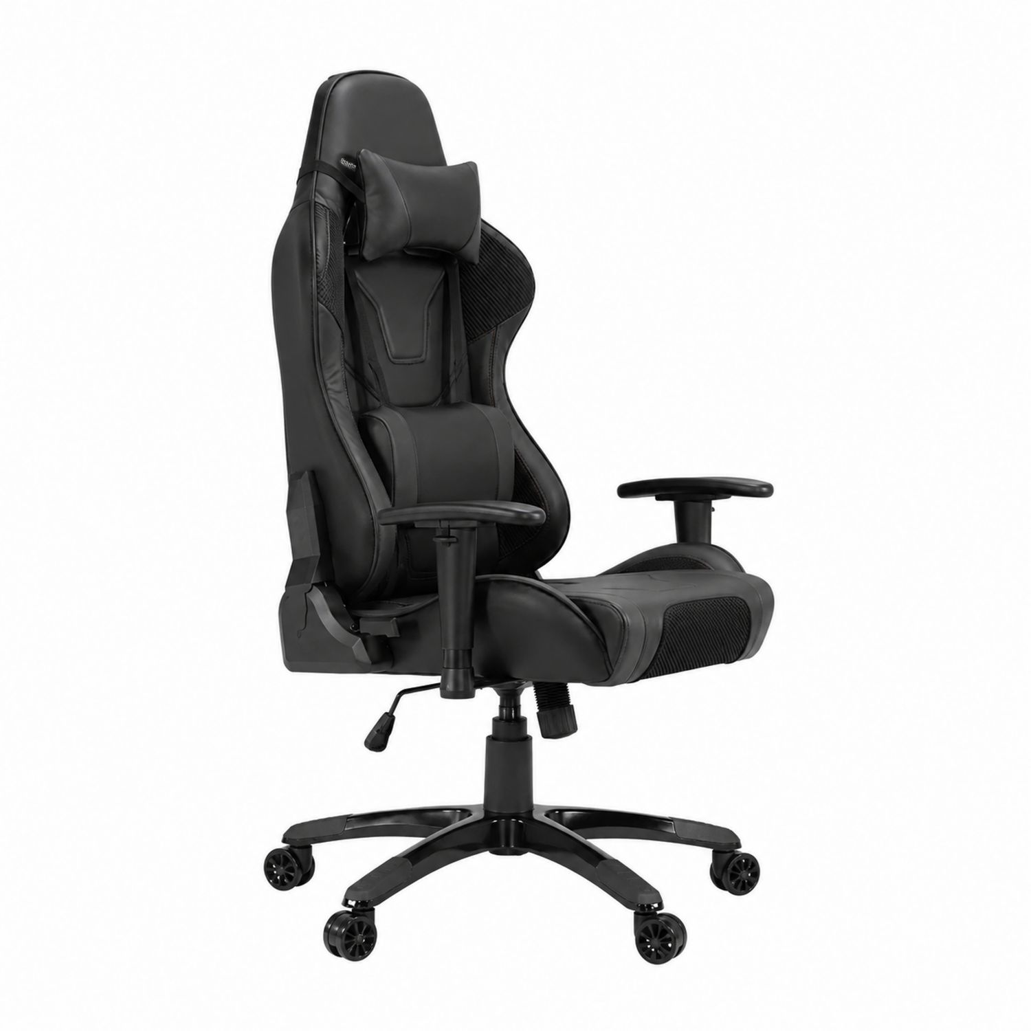 Chaise de bureau en cuir synthétique noir avec base en acier-Prestigelodgea