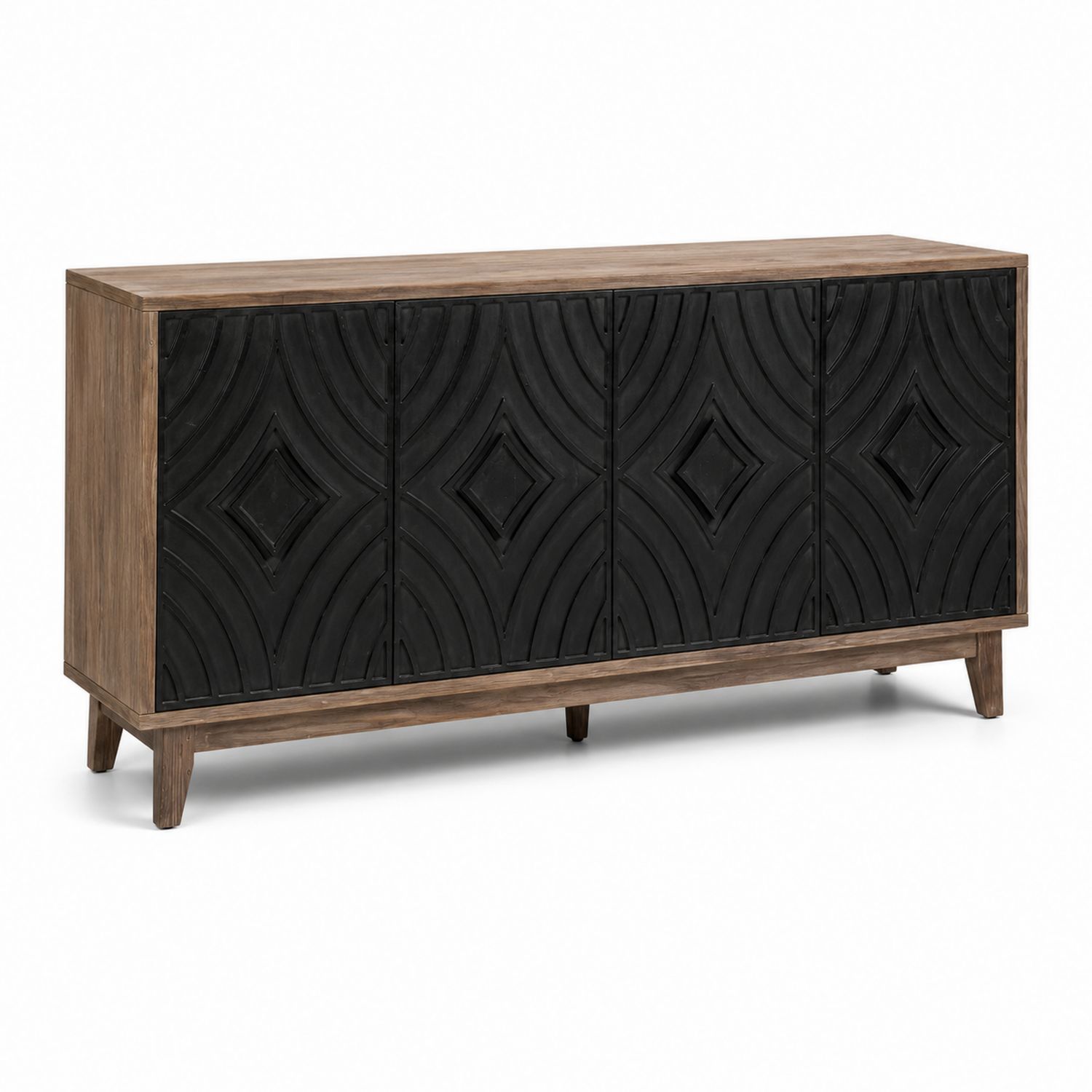 Buffet en bois de manguier avec panneaux noirs-Prestigelodgea