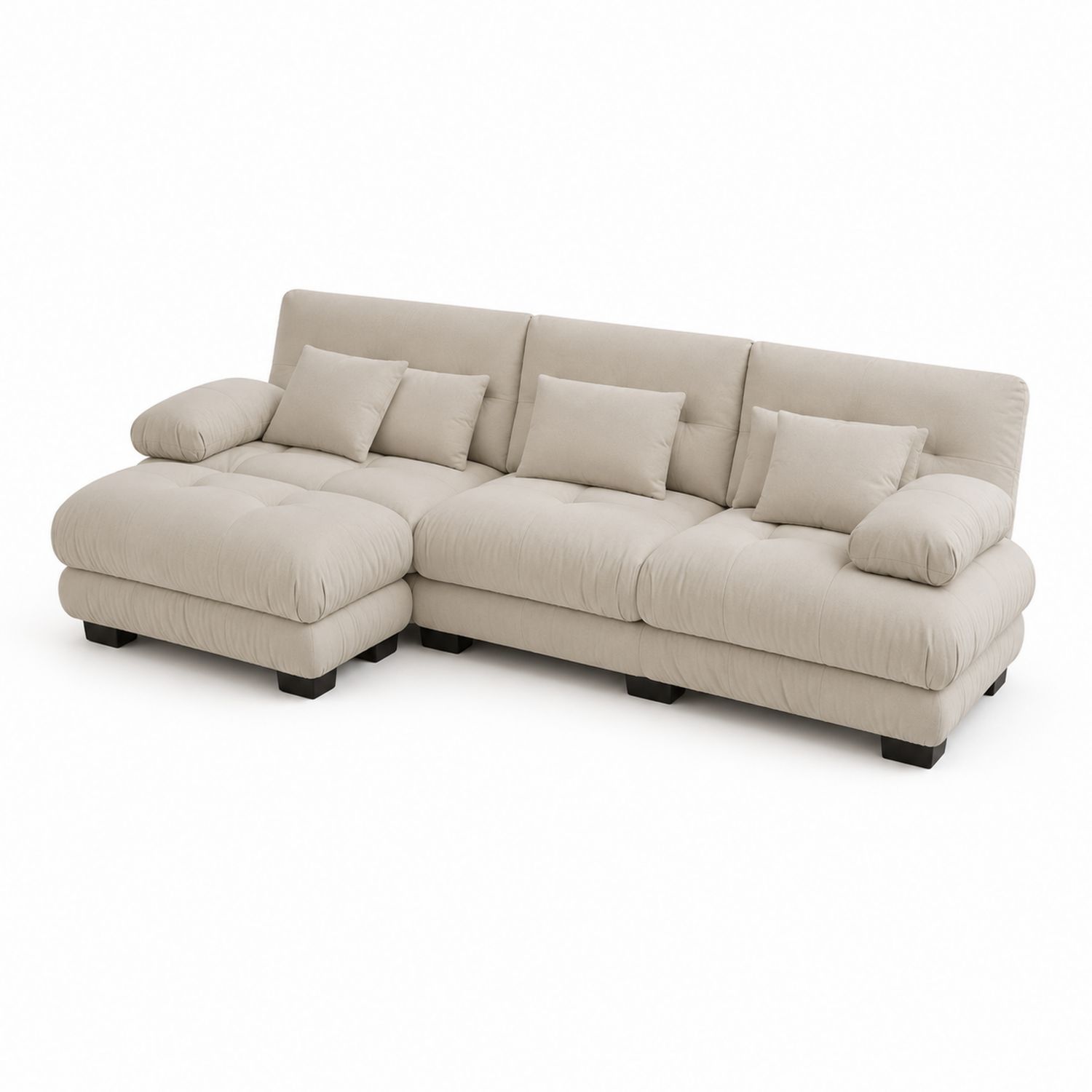Canapé d'angle modulable en tissu beige, 300x180x85 cm-Prestigelodgea