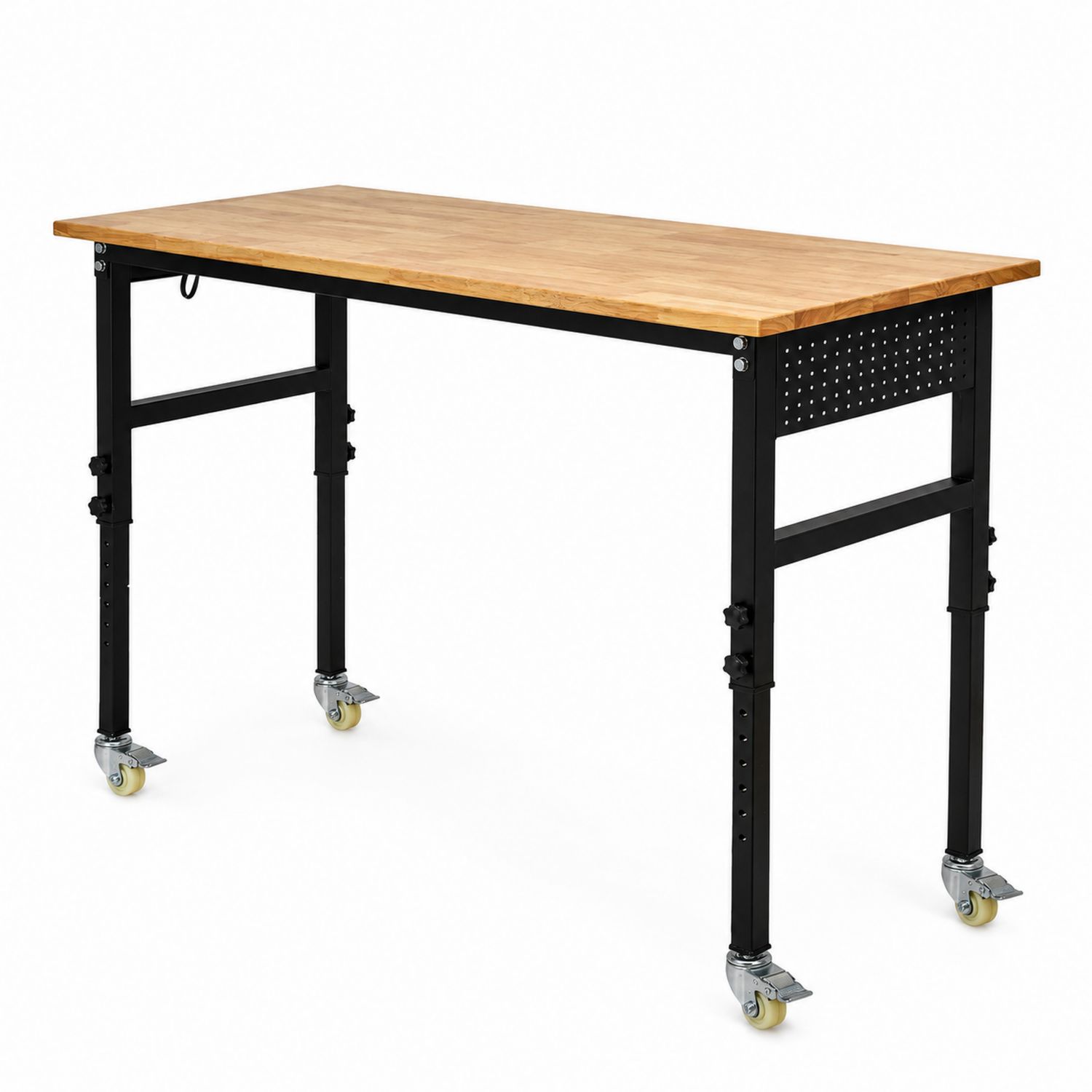 Table rectangulaire hauteur réglable bois métal roulettes-Prestigelodgea