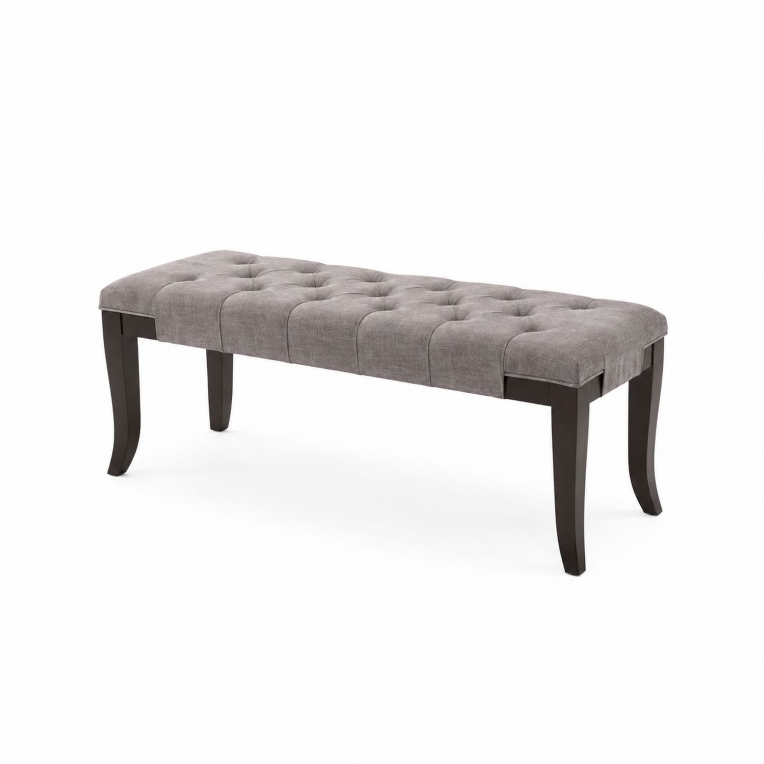 Banc rectangulaire rembourré en bois et lin Gris-Prestigelodgea