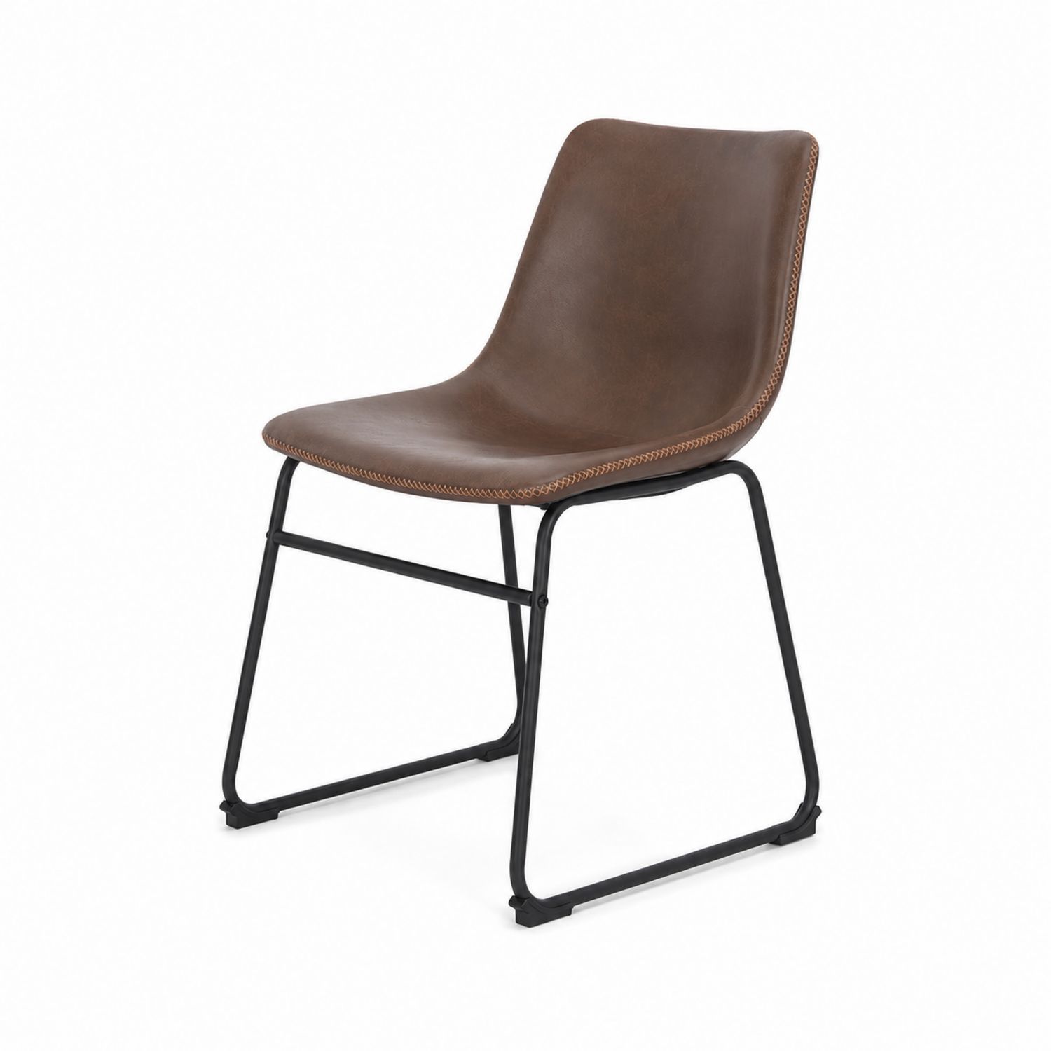Chaise en cuir marron avec structure en métal noir-Prestigelodgea