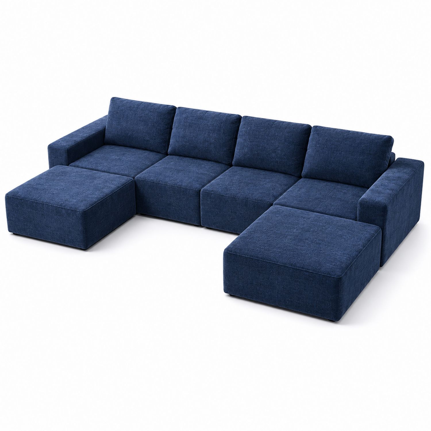 Canapé d'angle modulable 5 places en tissu bleu-Prestigelodgea
