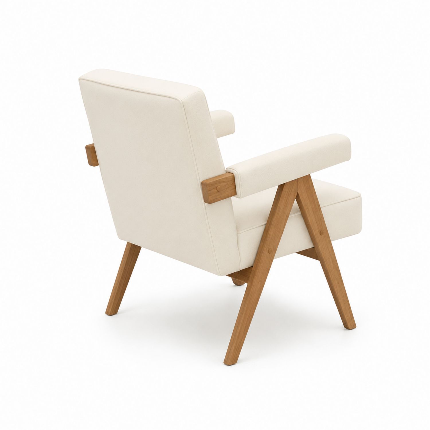 Fauteuil en bois avec rembourrage en tissu beige-Prestigelodgea