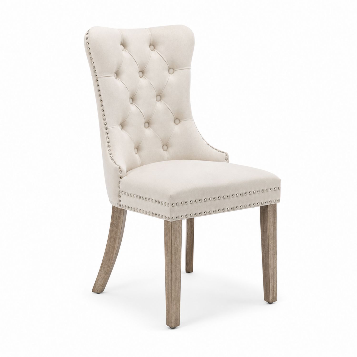 Chaise en bois et tissu beige-Prestigelodgea