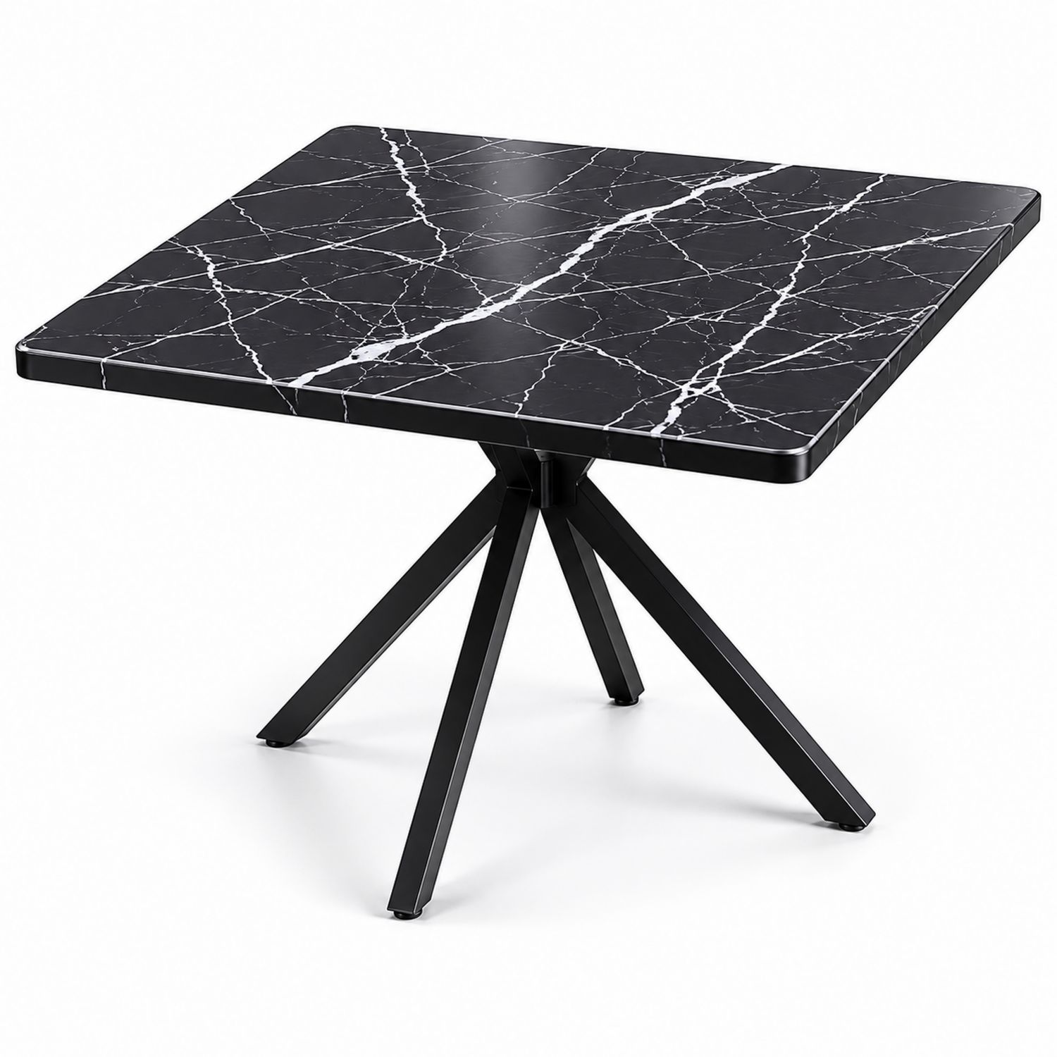 Table carrée en céramique noire et métal 80x80x75 cm-Prestigelodgea