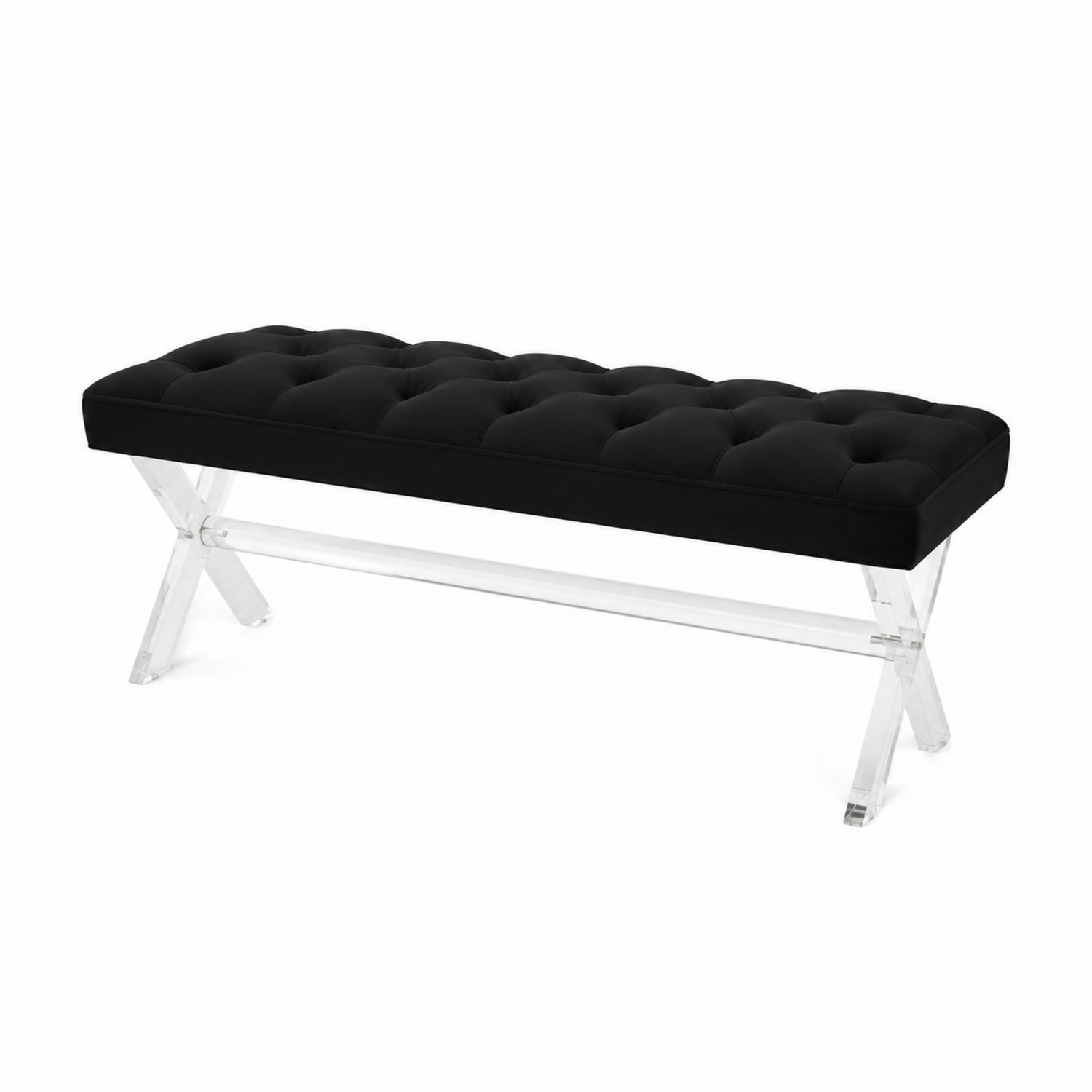 Banquette en Velours Noir avec Pieds en Acrylique-Prestigelodgea