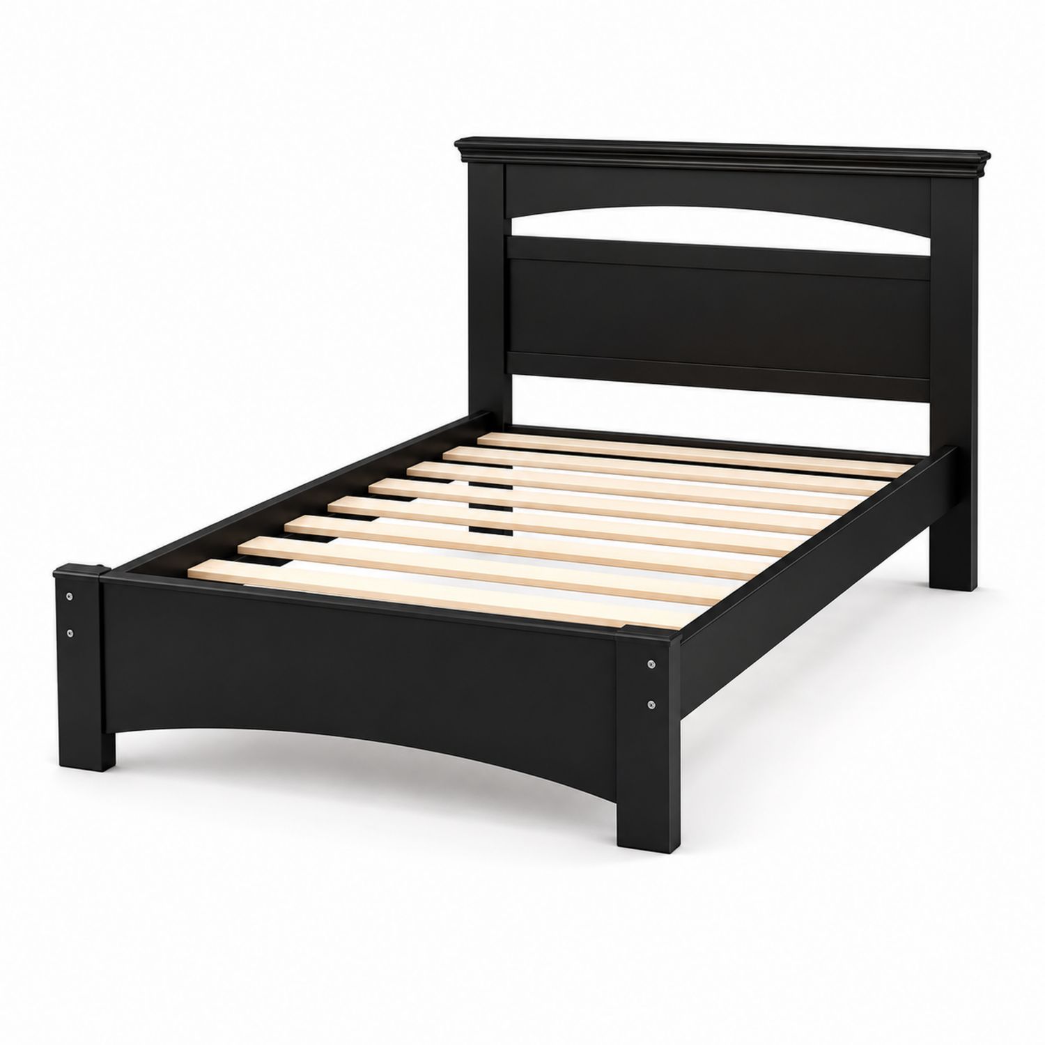 Lit simple en bois noir avec lattes en pin 200x100 cm-Prestigelodgea