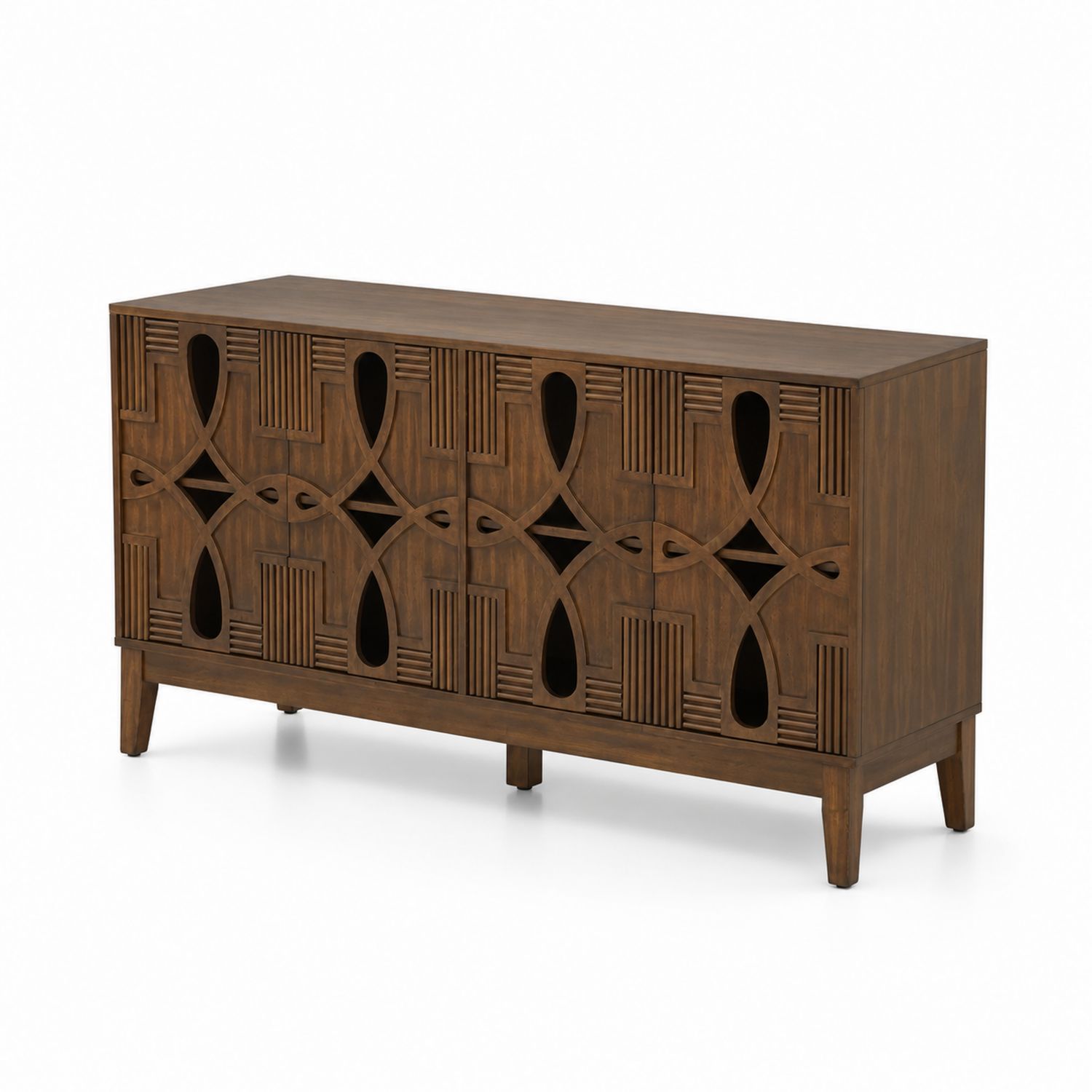 Buffet en bois sculpté marron 160x40x80 cm-Prestigelodgea