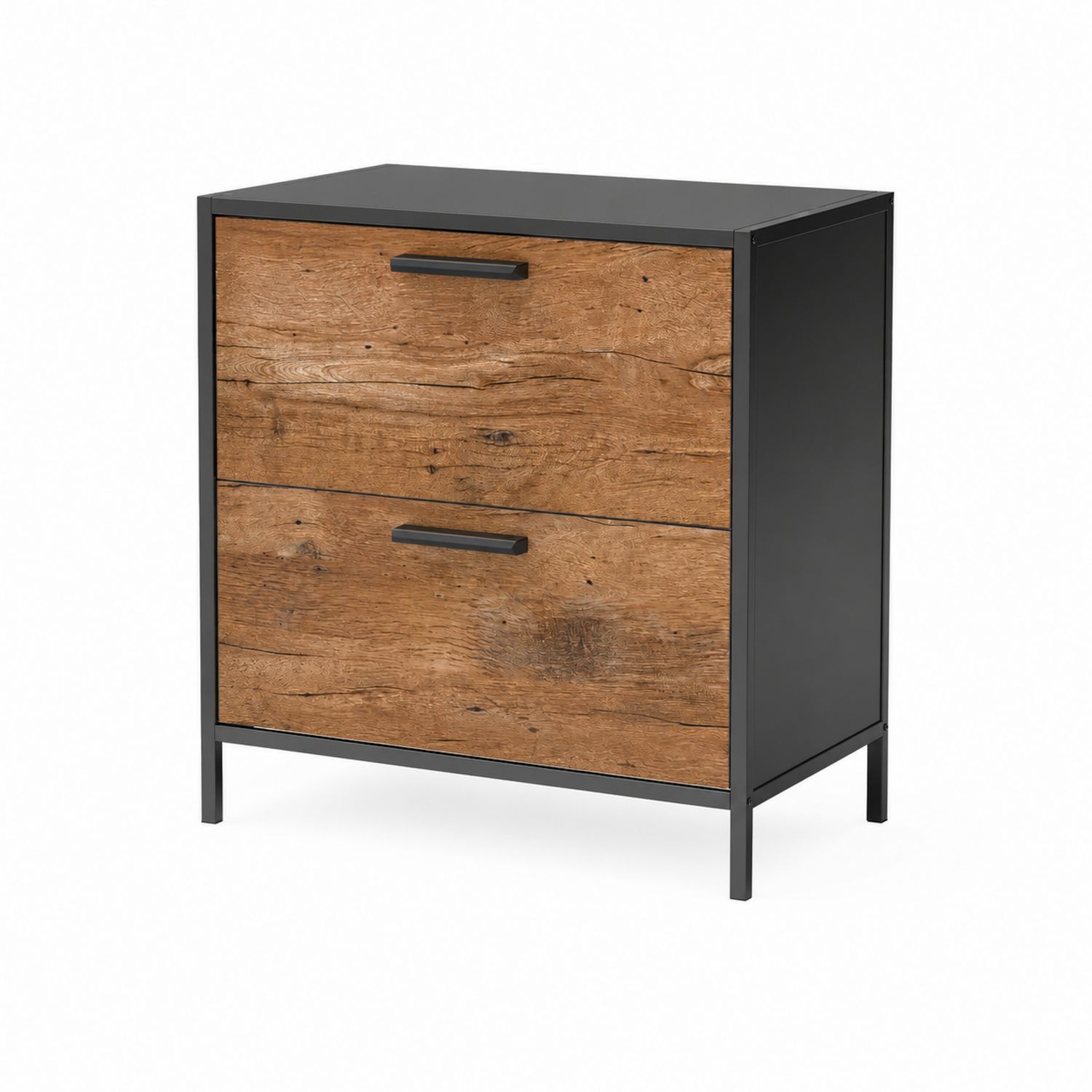 Commode 2 tiroirs en métal et chêne-Prestigelodgea