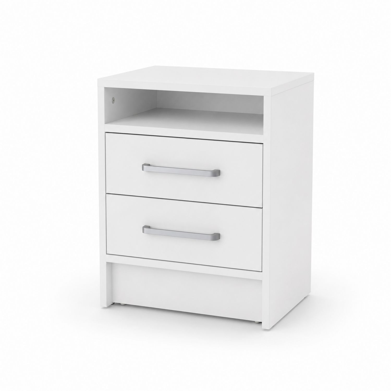 Table de chevet en bois blanc avec 2 tiroirs-Prestigelodgea