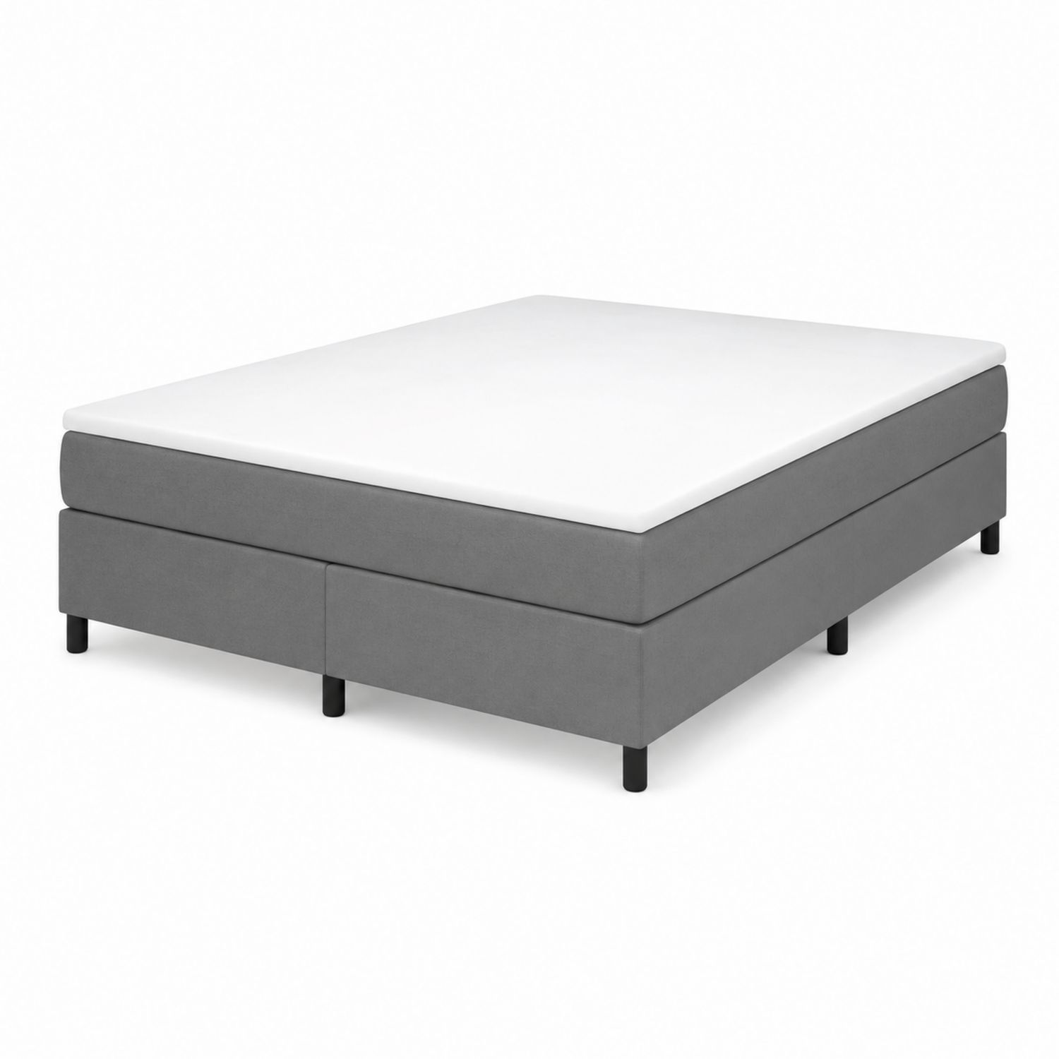 Lit double en polyester gris avec sommier tapissier 140x200 cm-Prestigelodgea