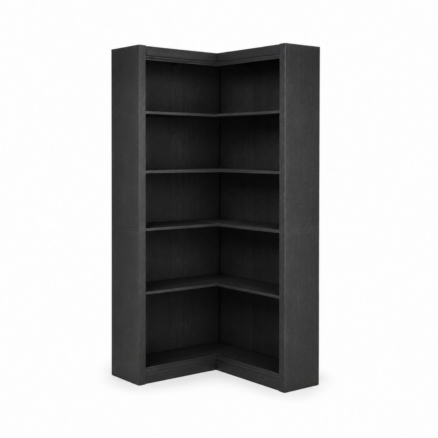 Bibliothèque d'angle bois noir 180x86x86 cm-Prestigelodgea