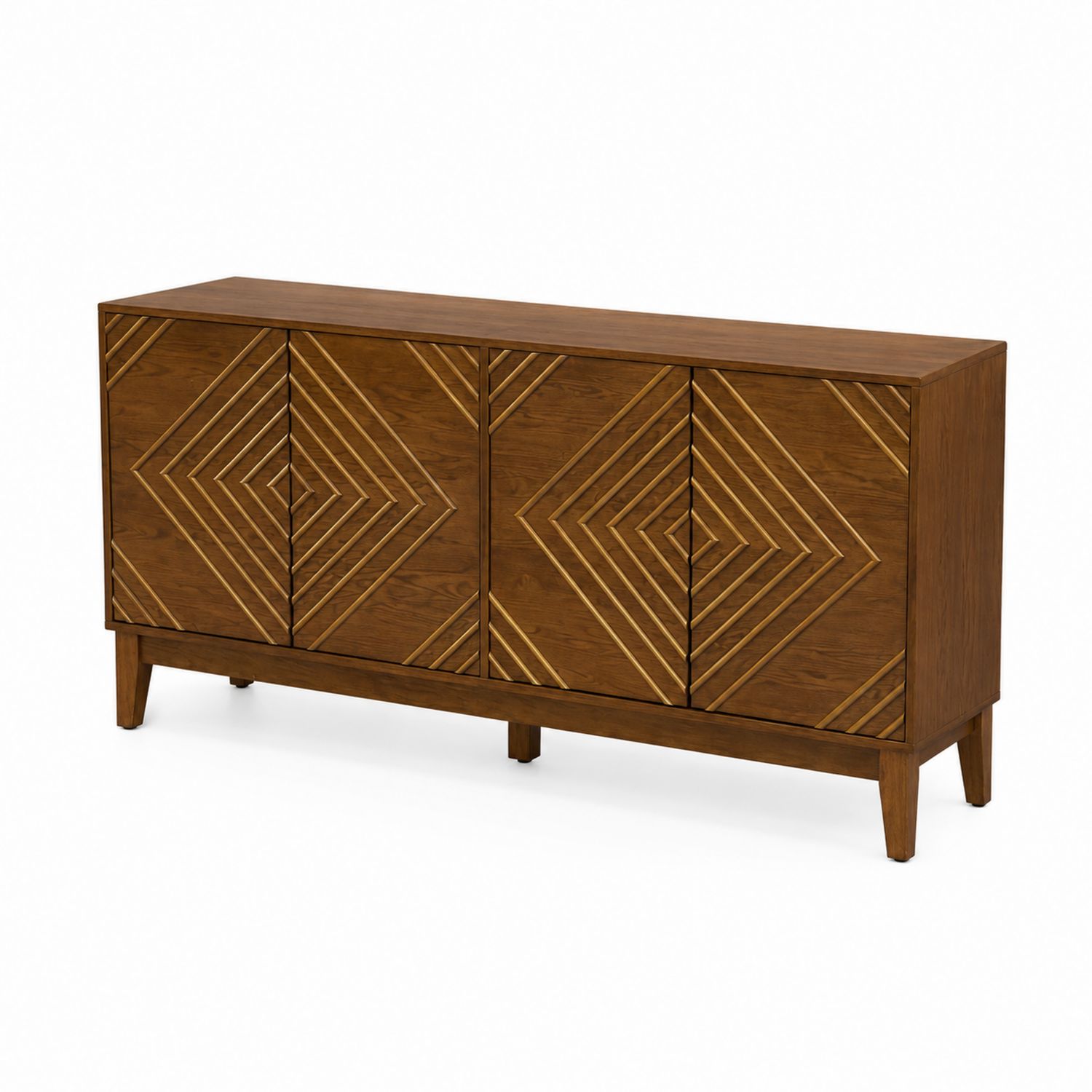 Buffet en bois massif avec motifs géométriques marron-Prestigelodgea
