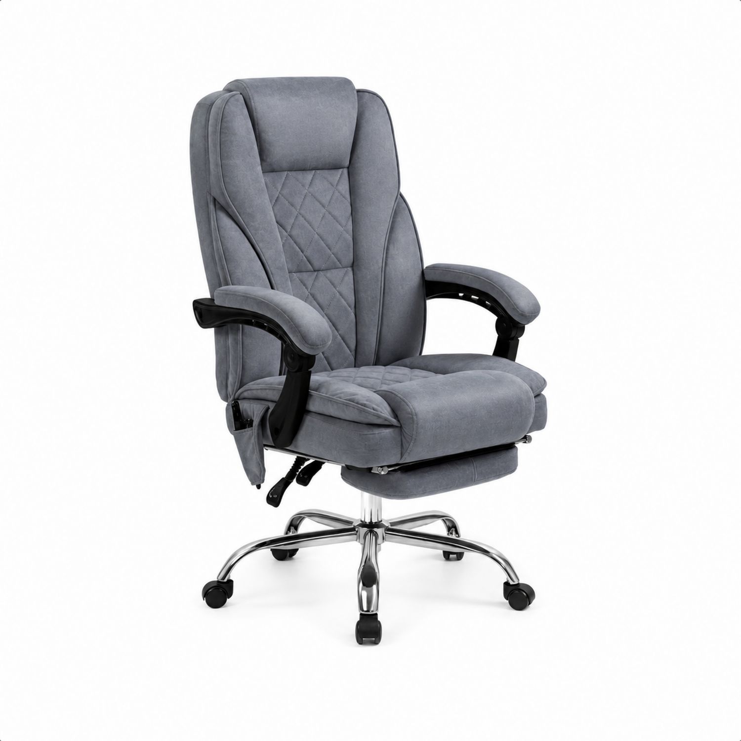 Chaise de bureau en microfibre Gris avec repose-pieds-Prestigelodgea
