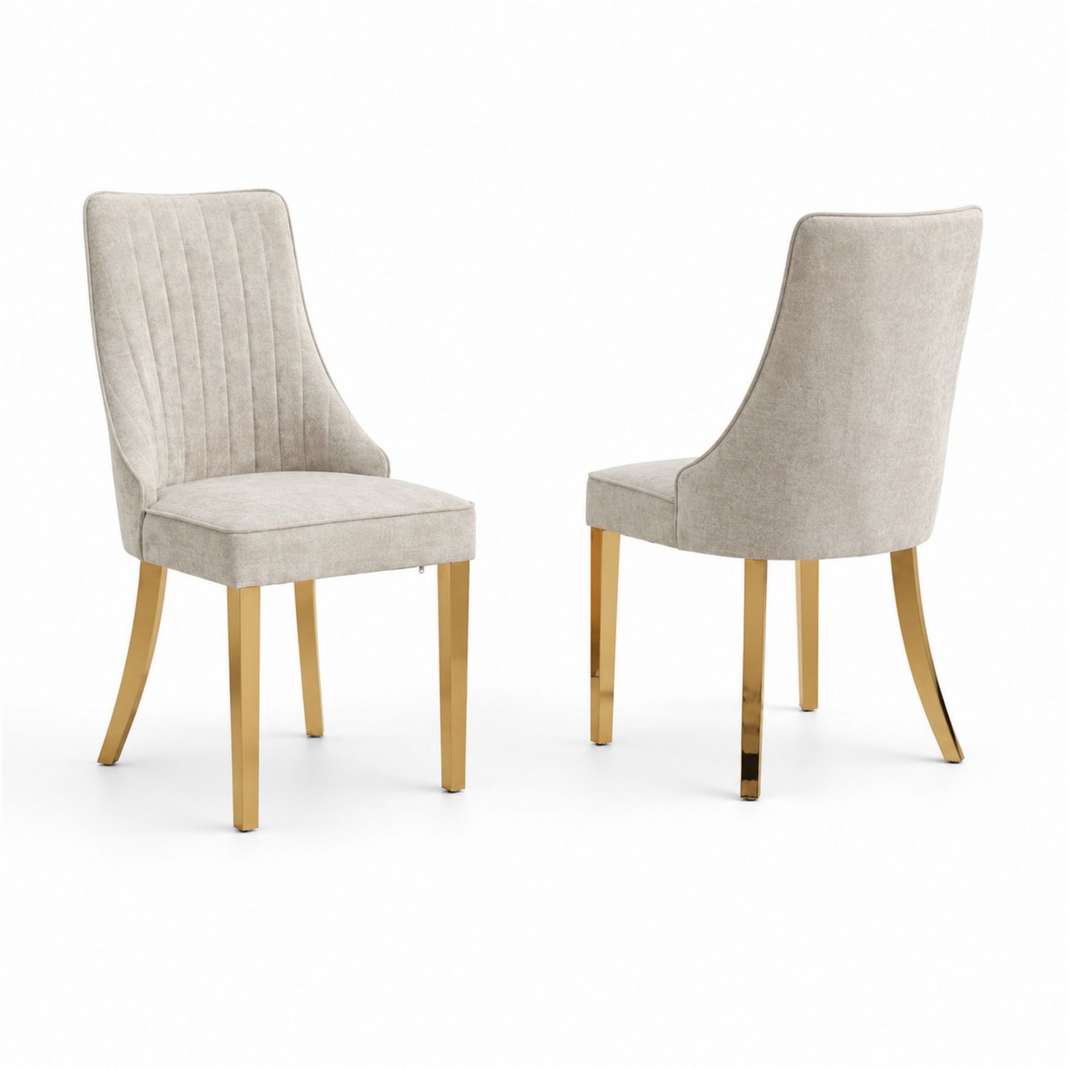 Chaises de salle à manger en tissu et métal, ensemble de 2-Prestigelodgea