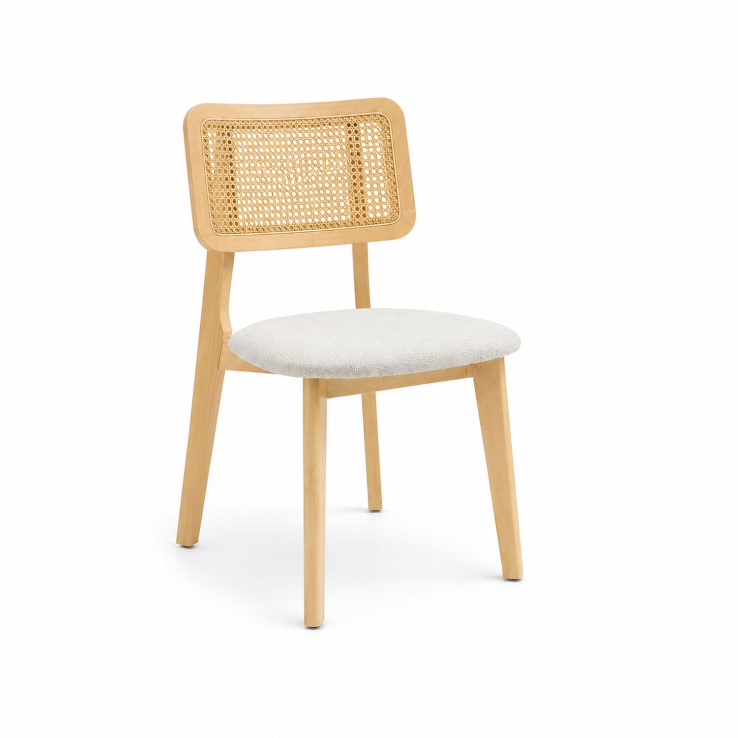 Chaise en bois avec dossier en rotin et assise en tissu polyester-Prestigelodgea