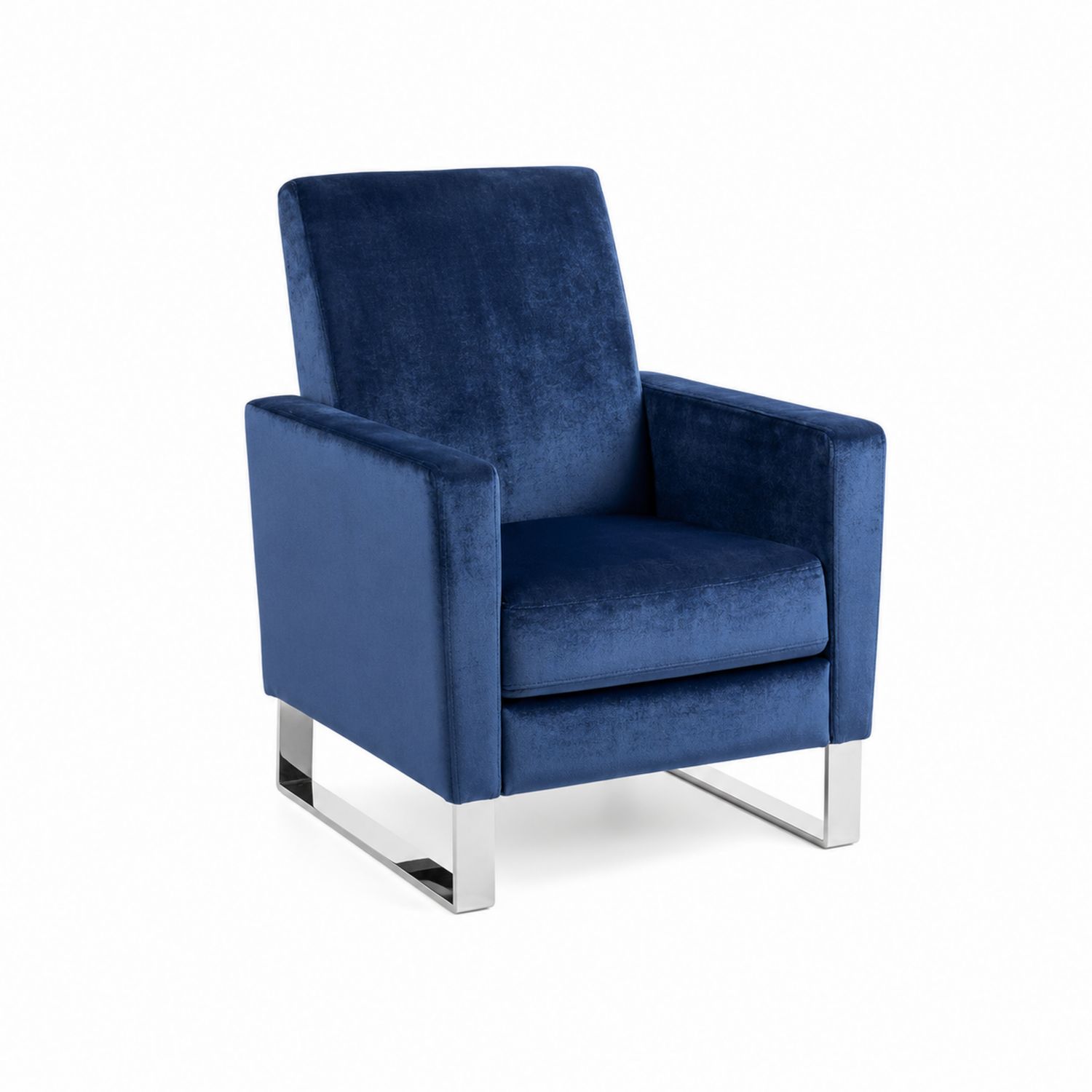 Fauteuil en velours bleu avec cadre en acier inoxydable-Prestigelodgea