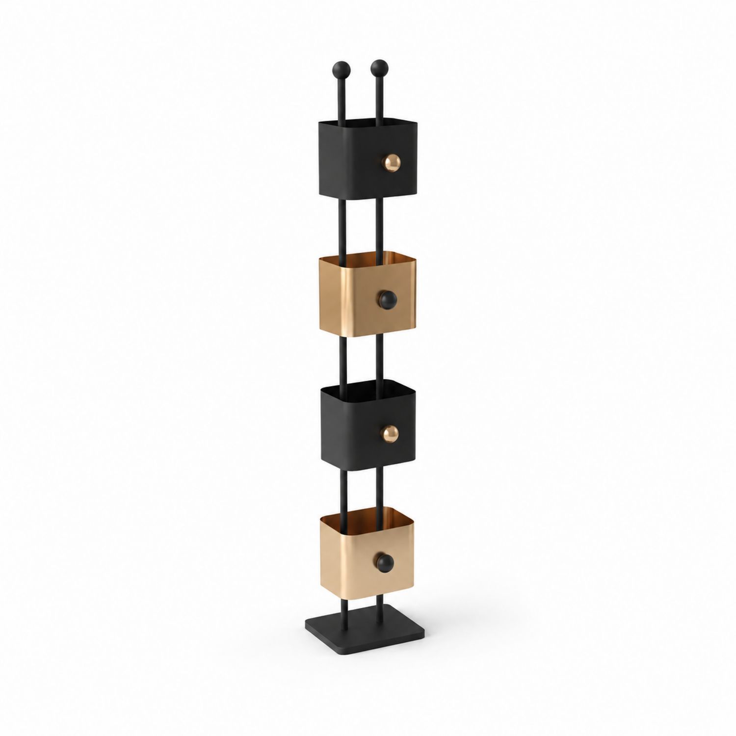 Étagère de rangement en métal noir et doré 140 cm-Prestigelodgea