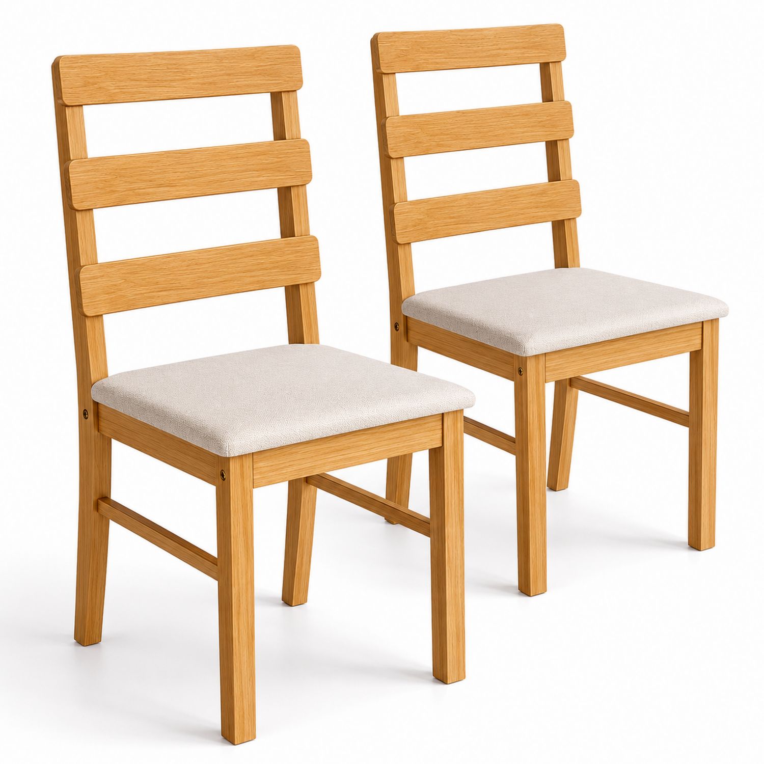 Ensemble de 2 chaises en bois de chêne et tissu beige-Prestigelodgea