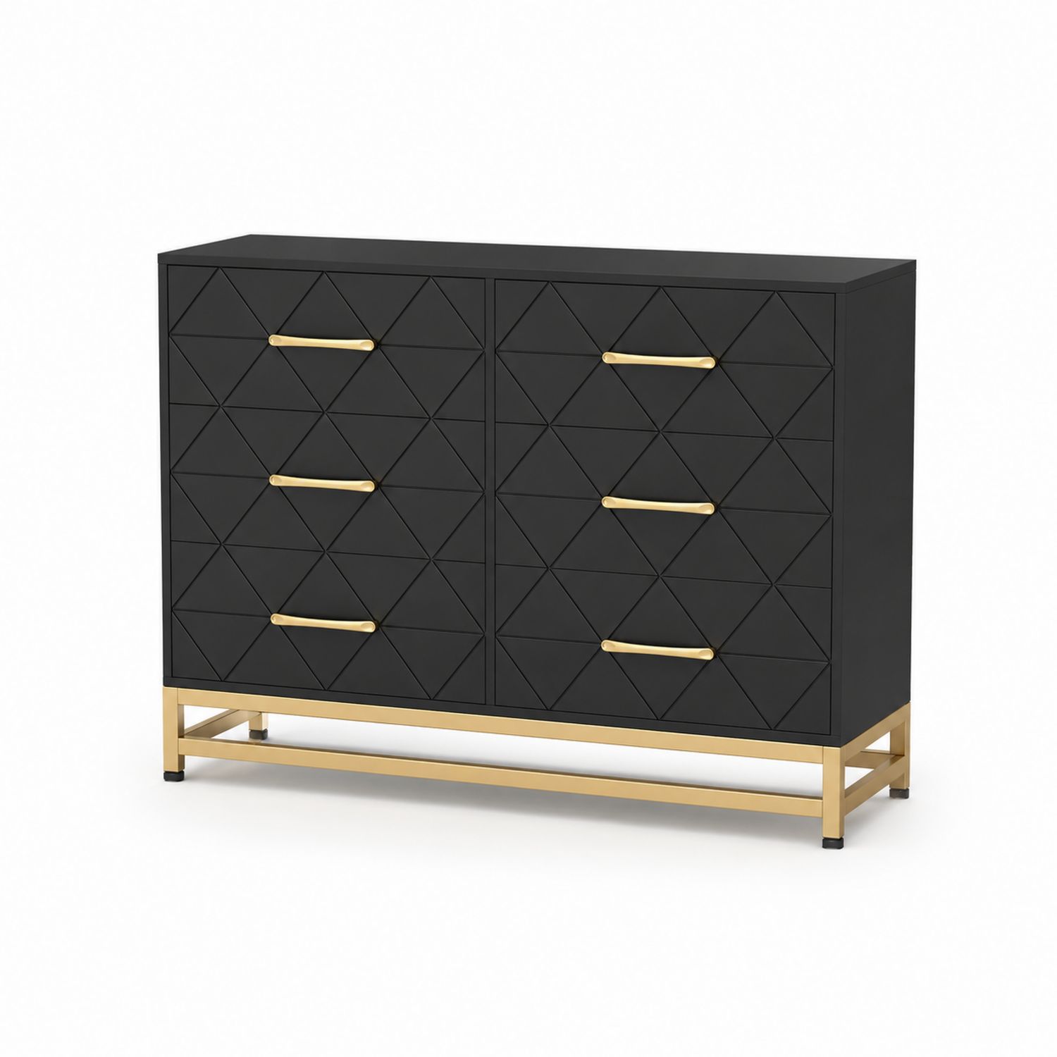 Commode en Bois Noir avec Pieds en Métal Doré-Prestigelodgea