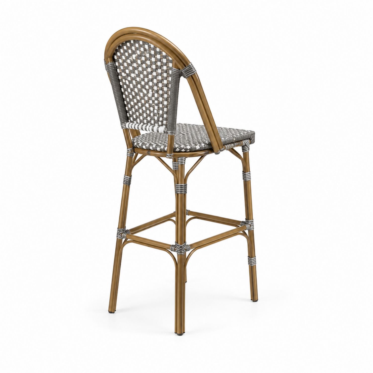 Chaise de bar en aluminium et résine tressée - Marron/Blanc-Prestigelodgea