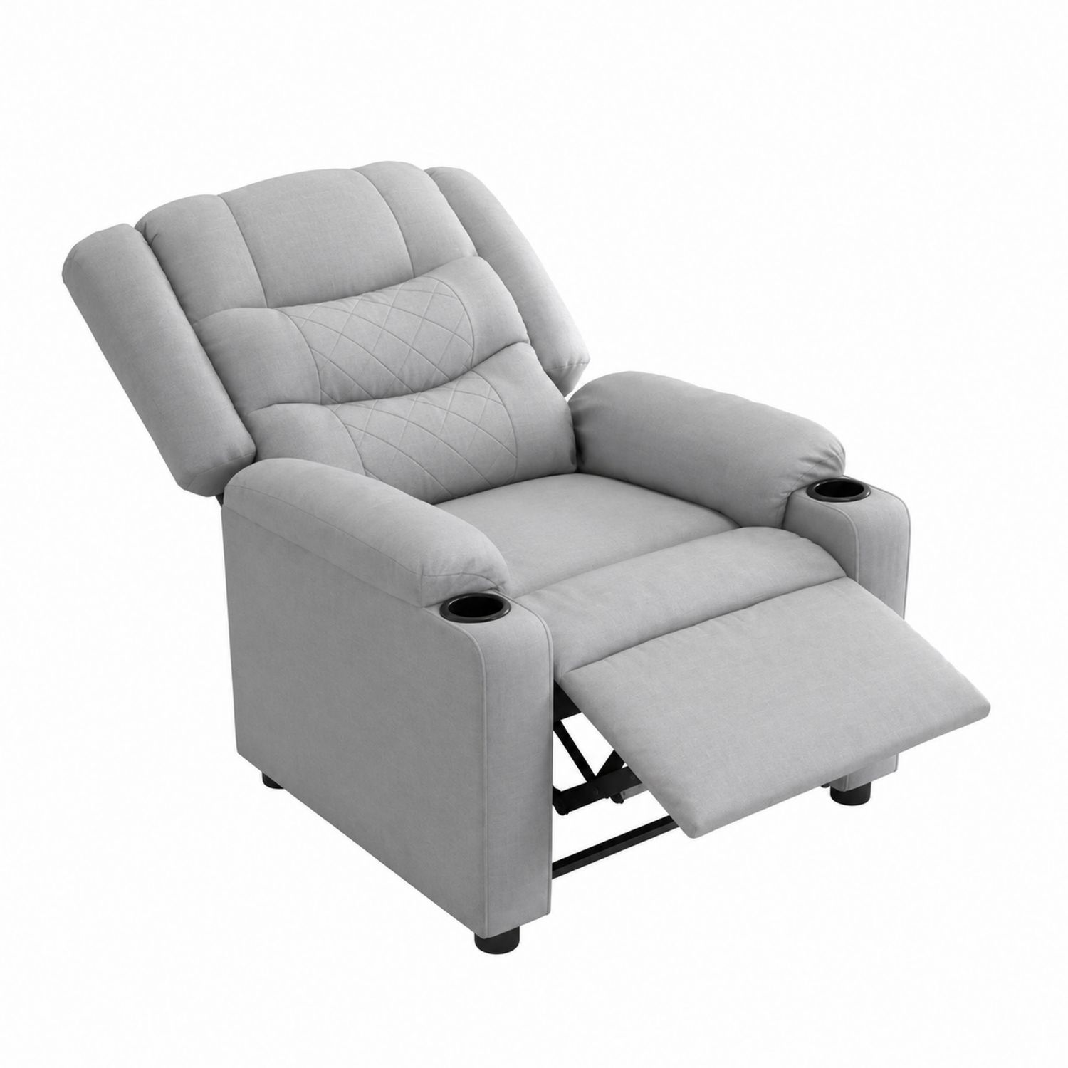 Fauteuil inclinable en tissu polyester gris avec porte-gobelets-Prestigelodgea