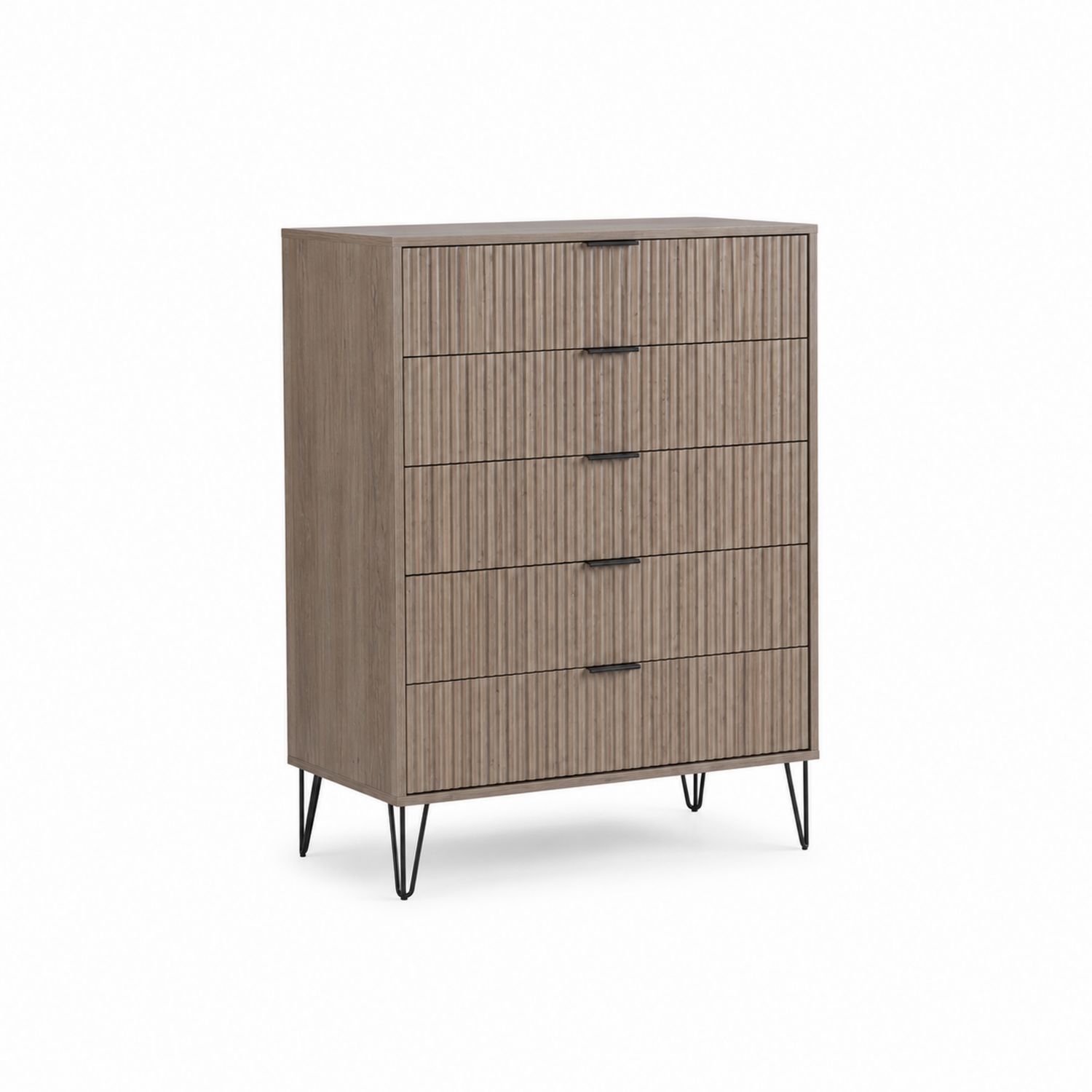 Commode 5 tiroirs en bois avec pieds en acier noir-Prestigelodgea