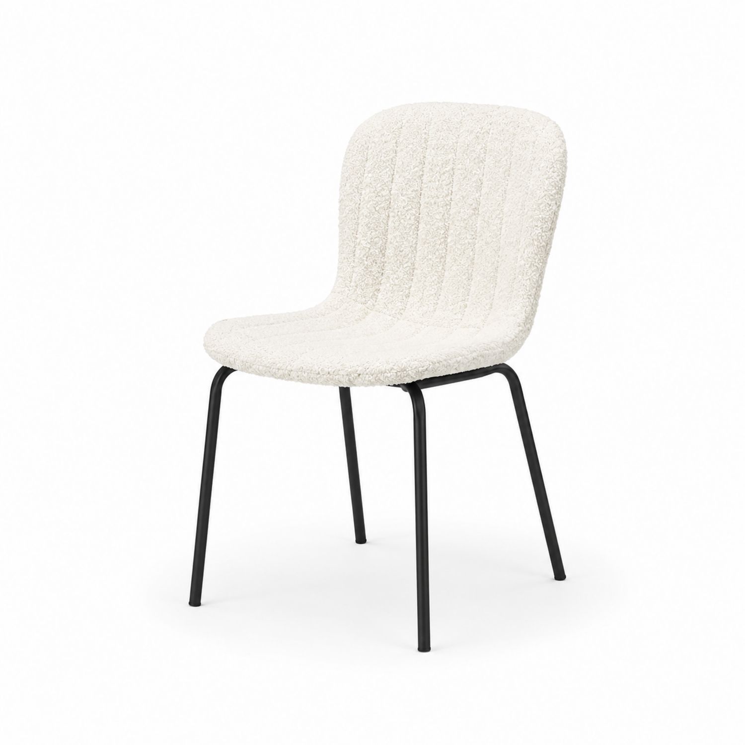 Chaise en métal noir et tissu bouclette Crème-Prestigelodgea
