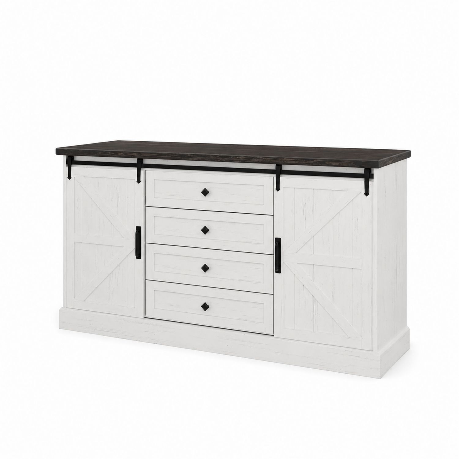 Commode en Bois avec Tiroirs et Portes Coulissantes 150x45x85cm-Prestigelodgea