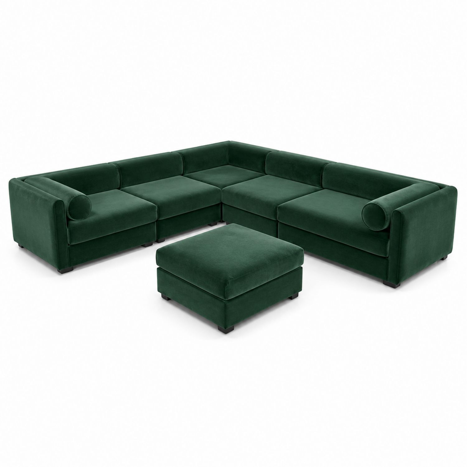 Canapé d'angle modulable en velours vert-Prestigelodgea