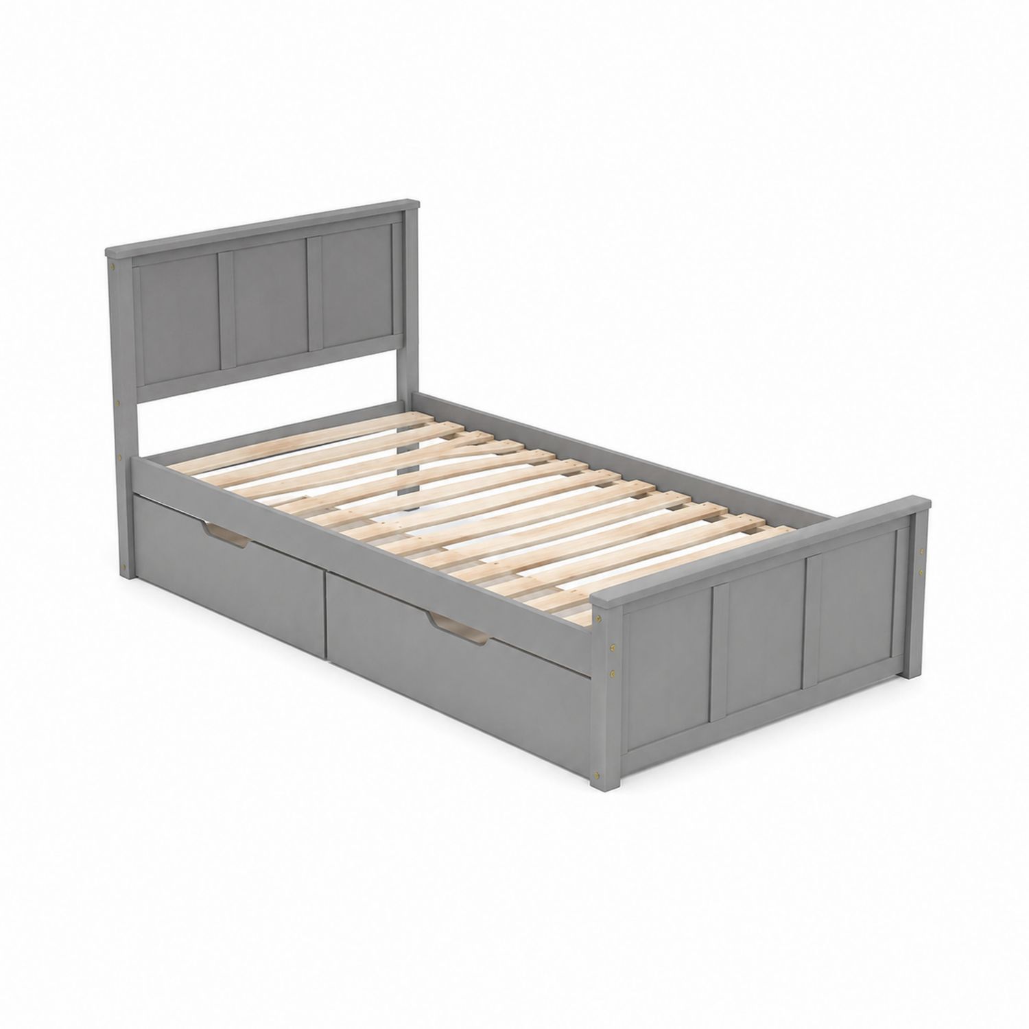 Lit simple en bois avec tiroirs Gris 200 cm x 100 cm-Prestigelodgea