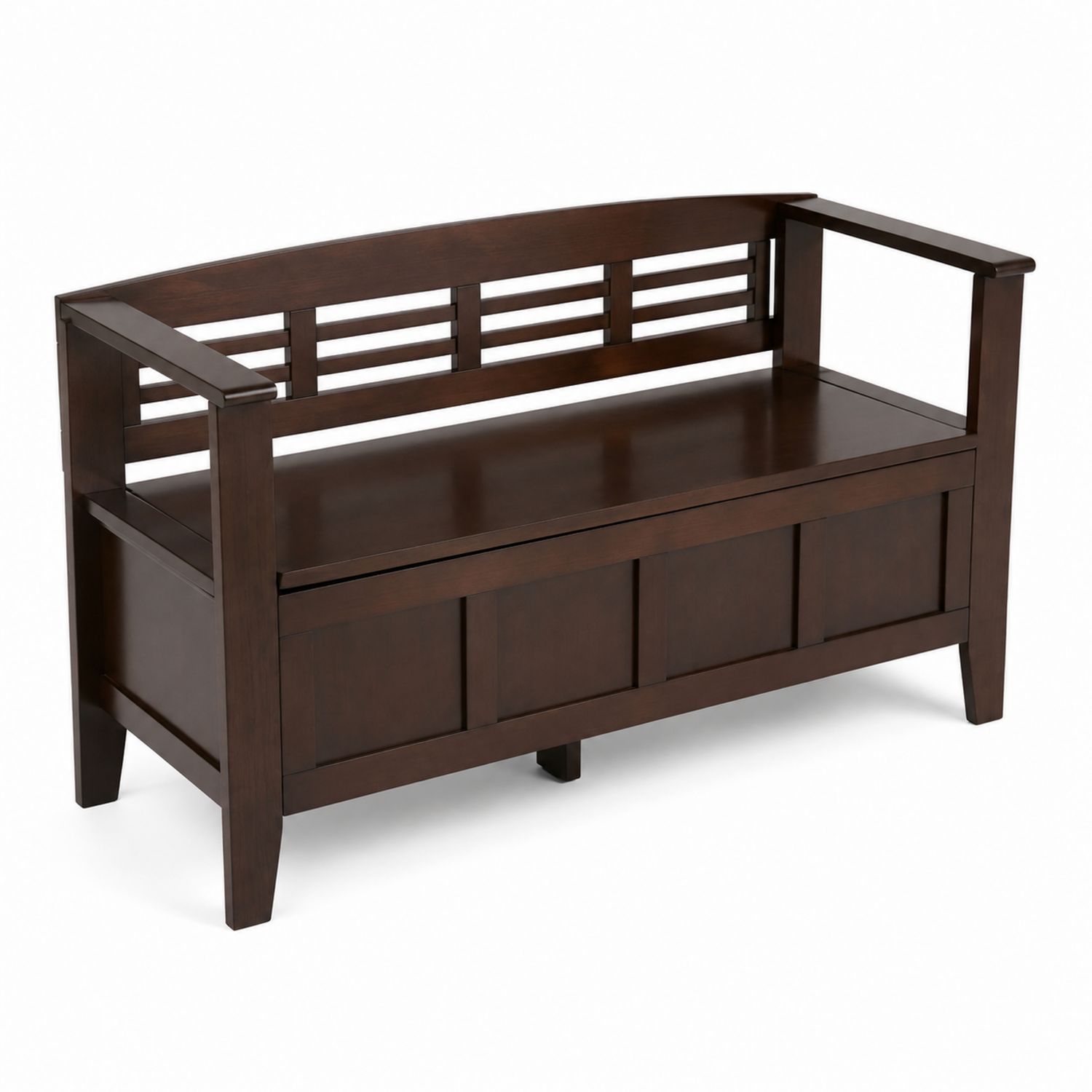 Banc de rangement en bois de pin à accoudoirs-Prestigelodgea
