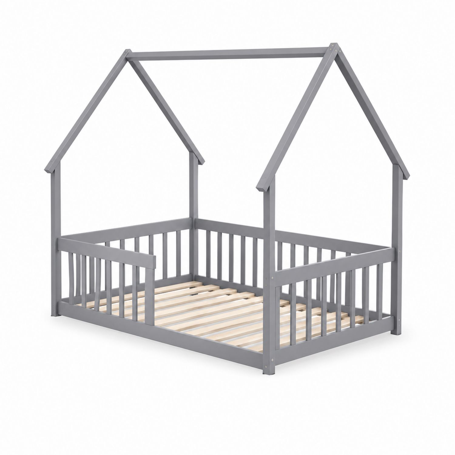 Lit cabane en bois Gris 200x90 cm-Prestigelodgea