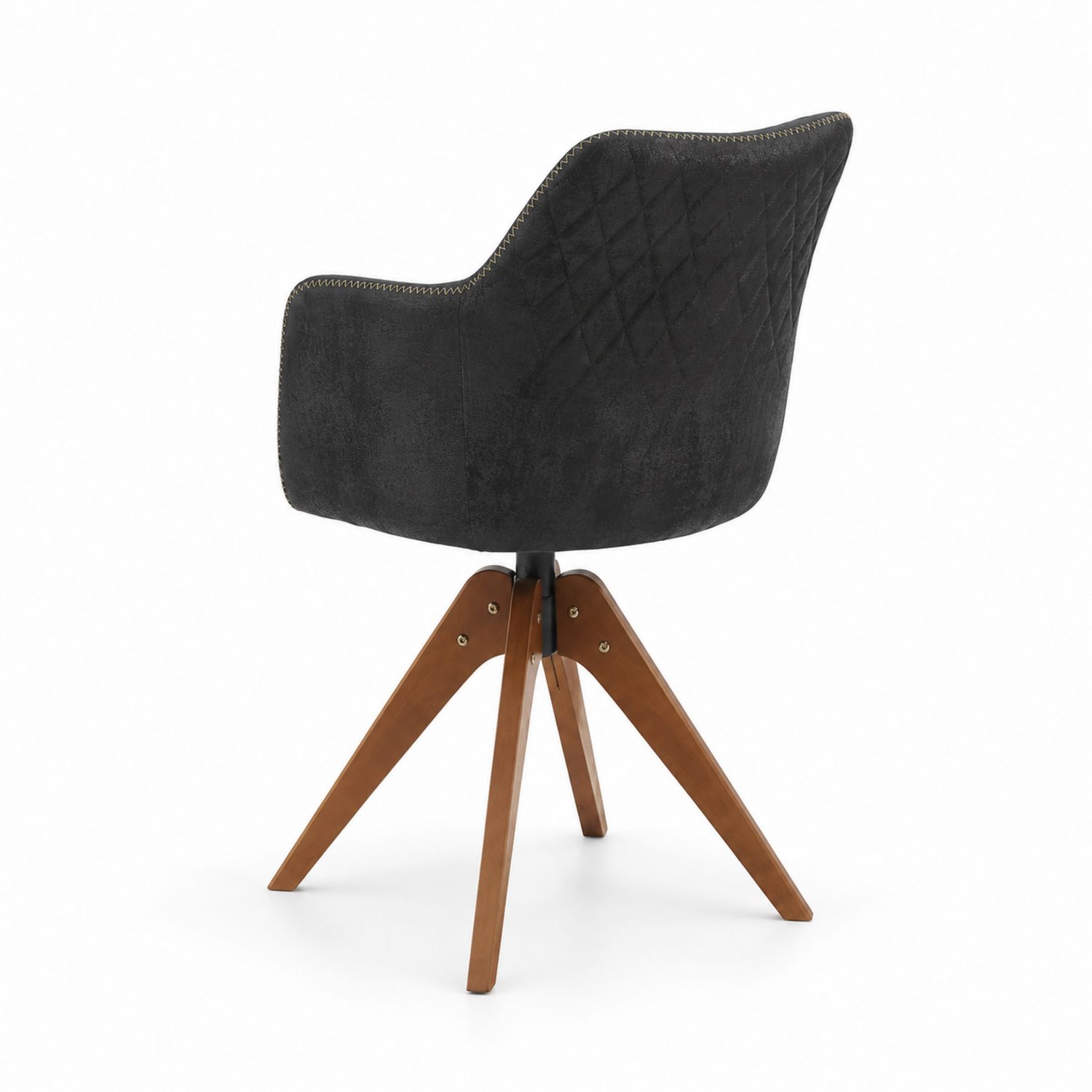 Chaise pivotante en velours noir avec pieds en bois-Prestigelodgea