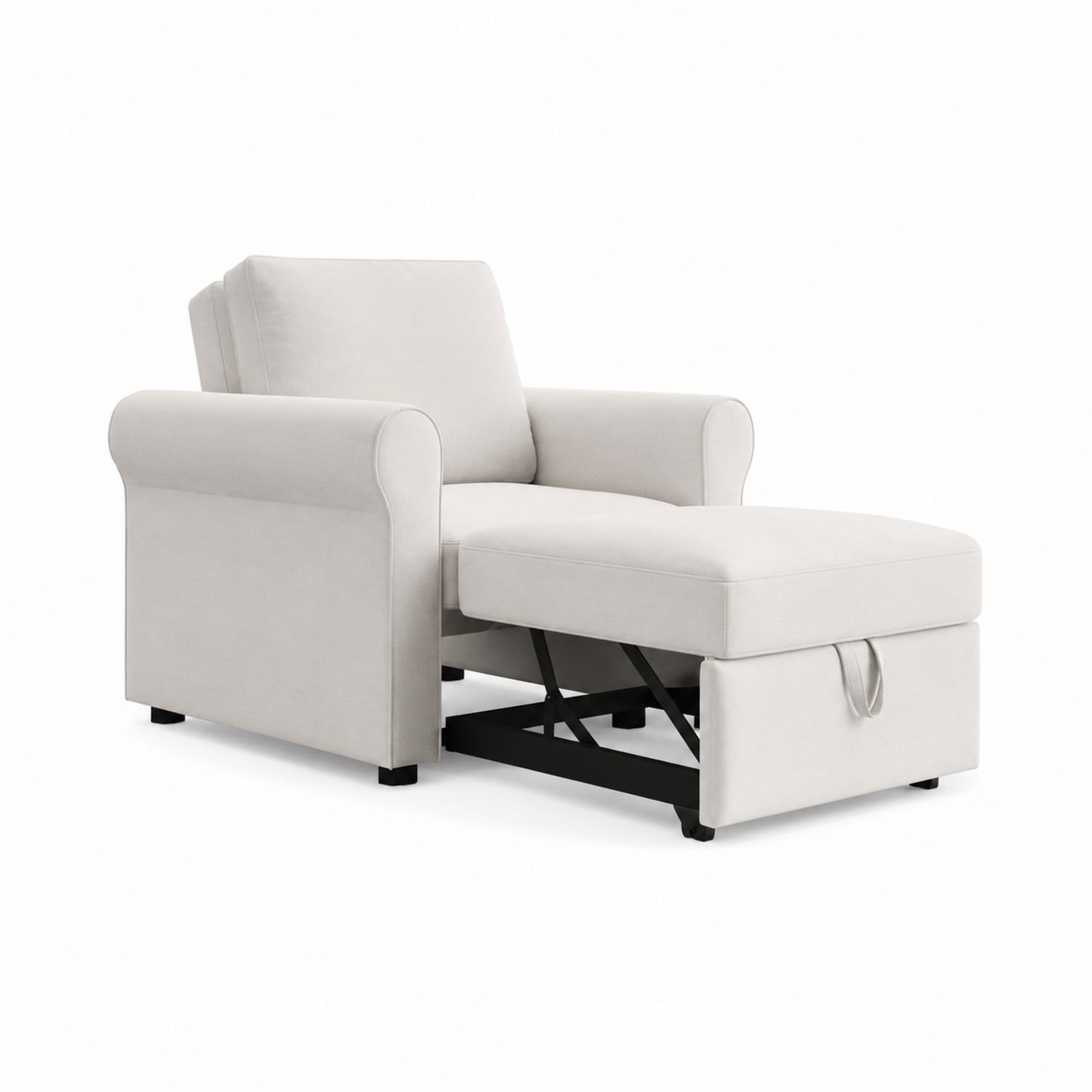 Fauteuil convertible en tissu avec repose-pieds Crème-Prestigelodgea